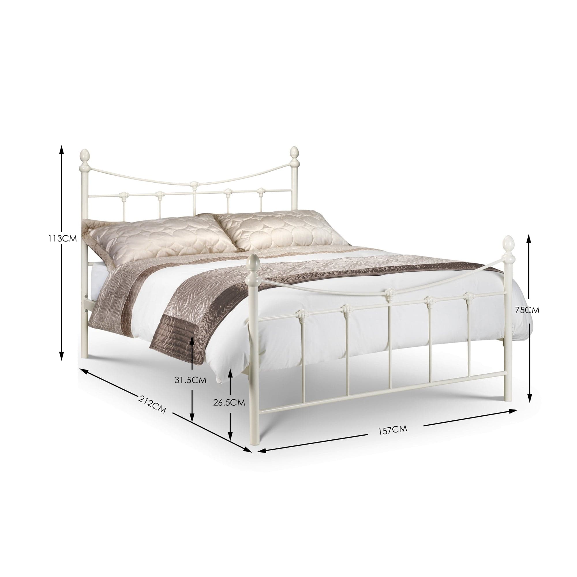 Rebecca Metal Bed - Stone White Satin – Julian Bowen, view 5