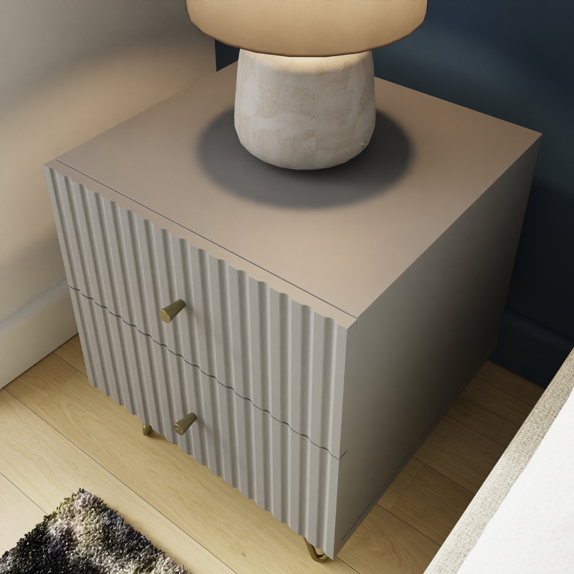 Thalia 2 Drawer Bedside Table – Grey