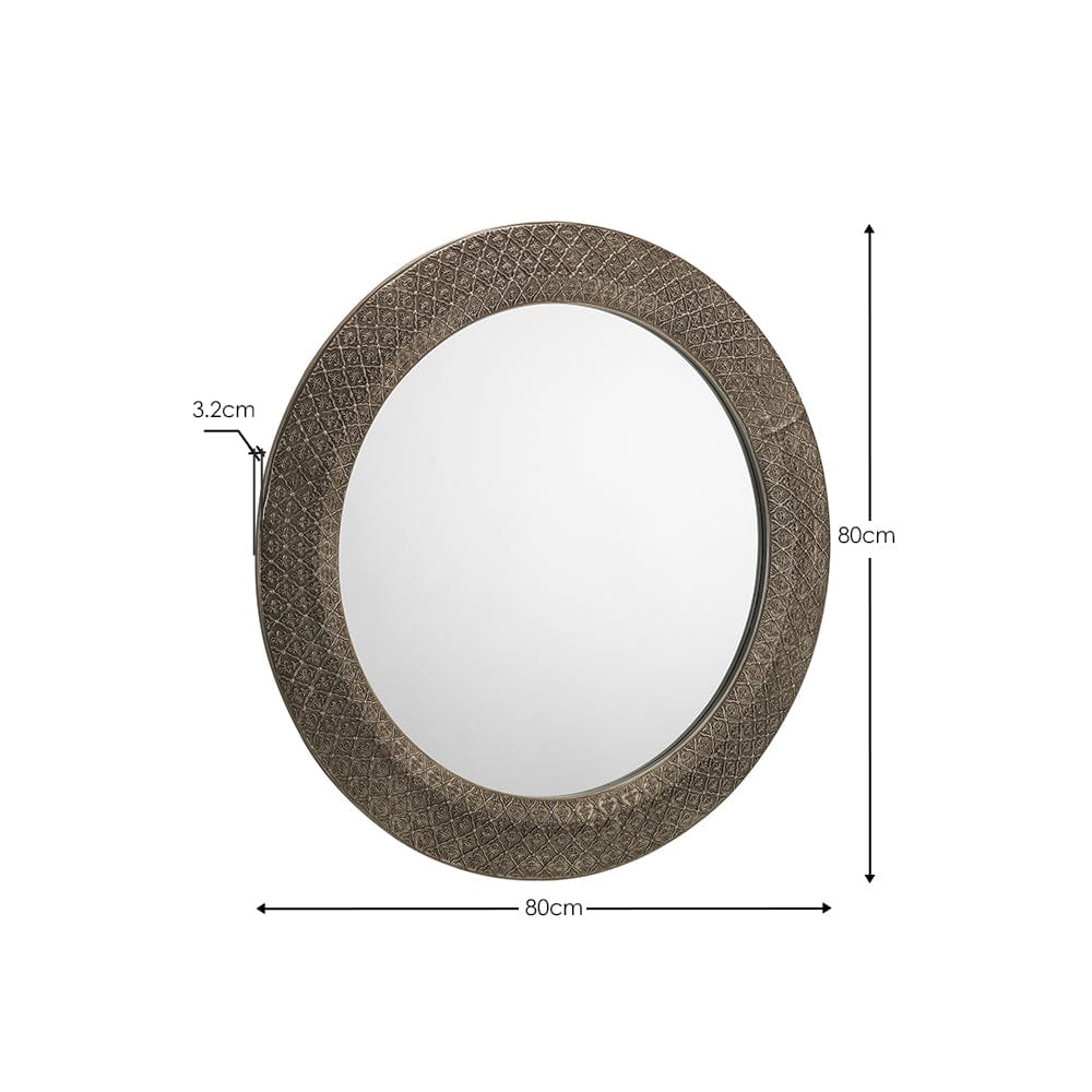 Cadence Large Round Pewter Wall Mirror – Julian Bowen, view 3