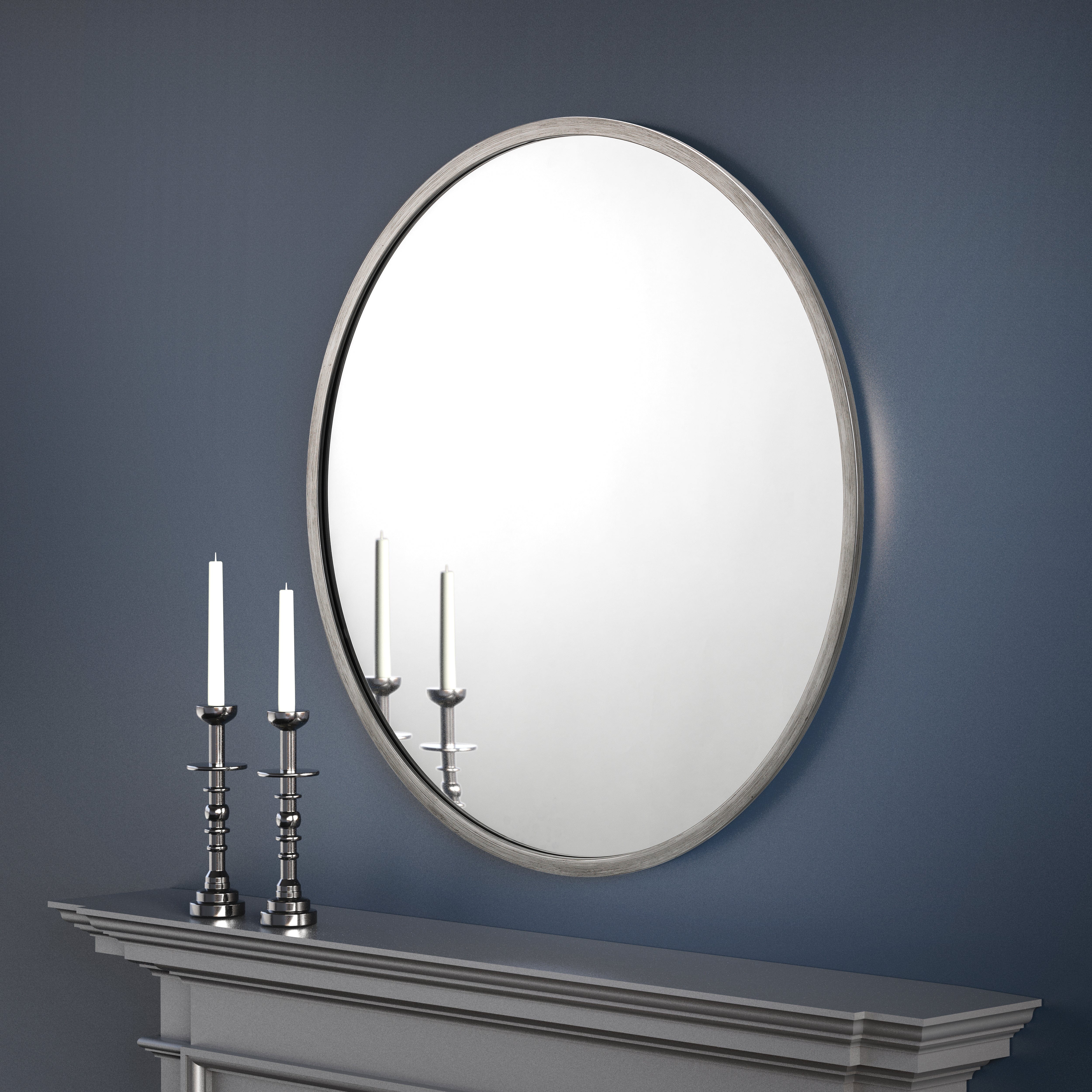 Octave Round Pewter Wall Mirror – Julian Bowen, view 2