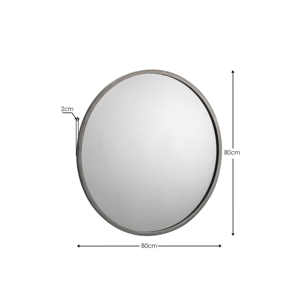 Octave Round Pewter Wall Mirror – Julian Bowen, view 3