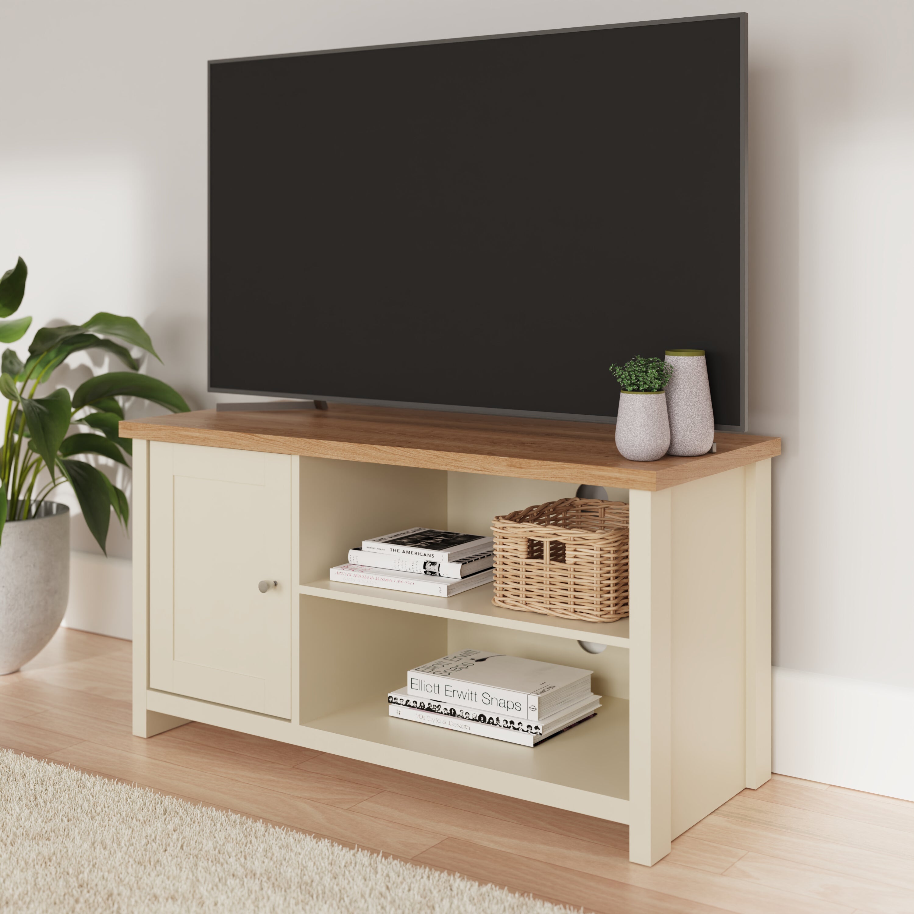 Lancaster Small TV Cabinet Cream – GFW, view 2