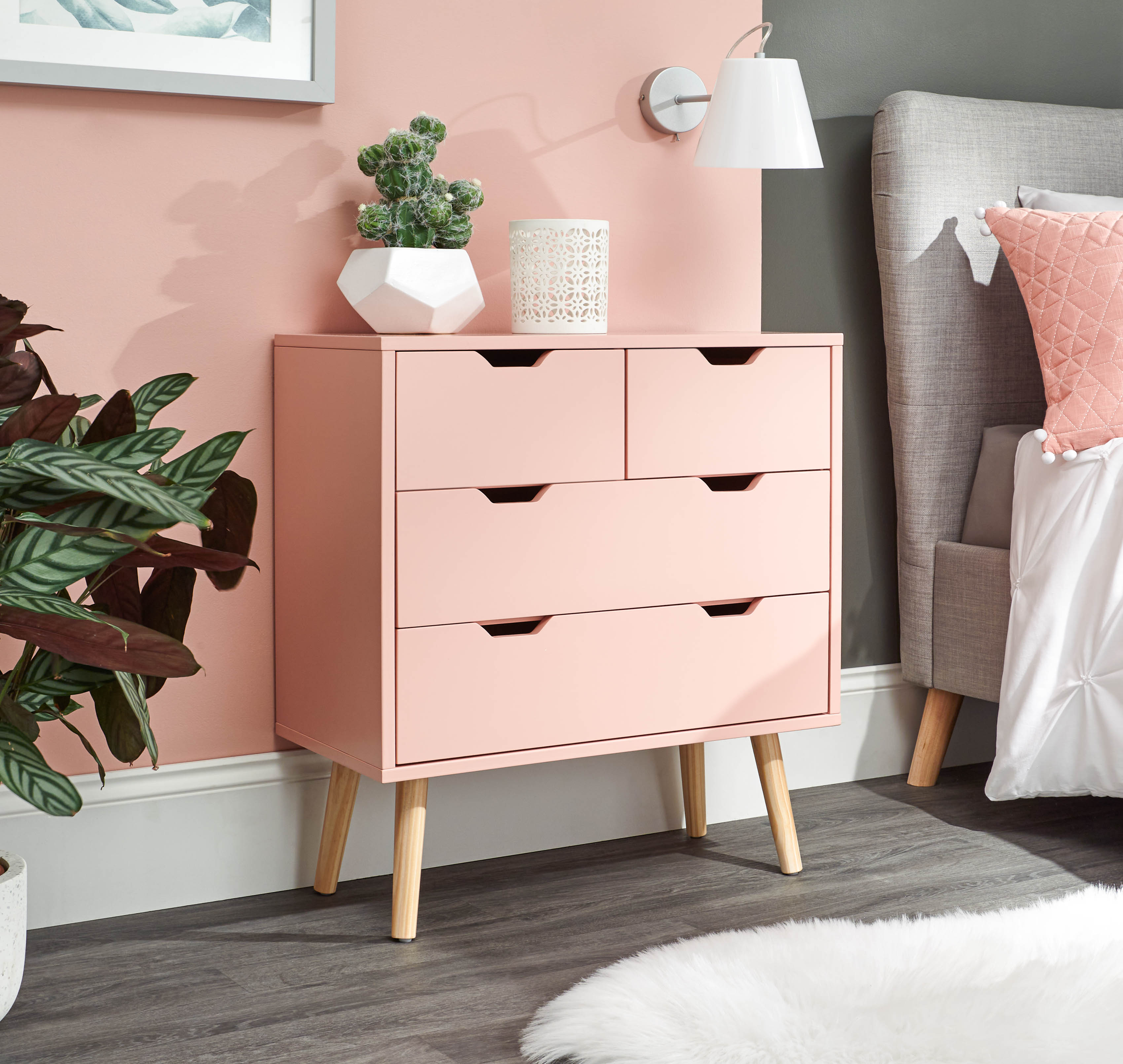 Nyborg 2+2 Drawer Chest – Coral Pink