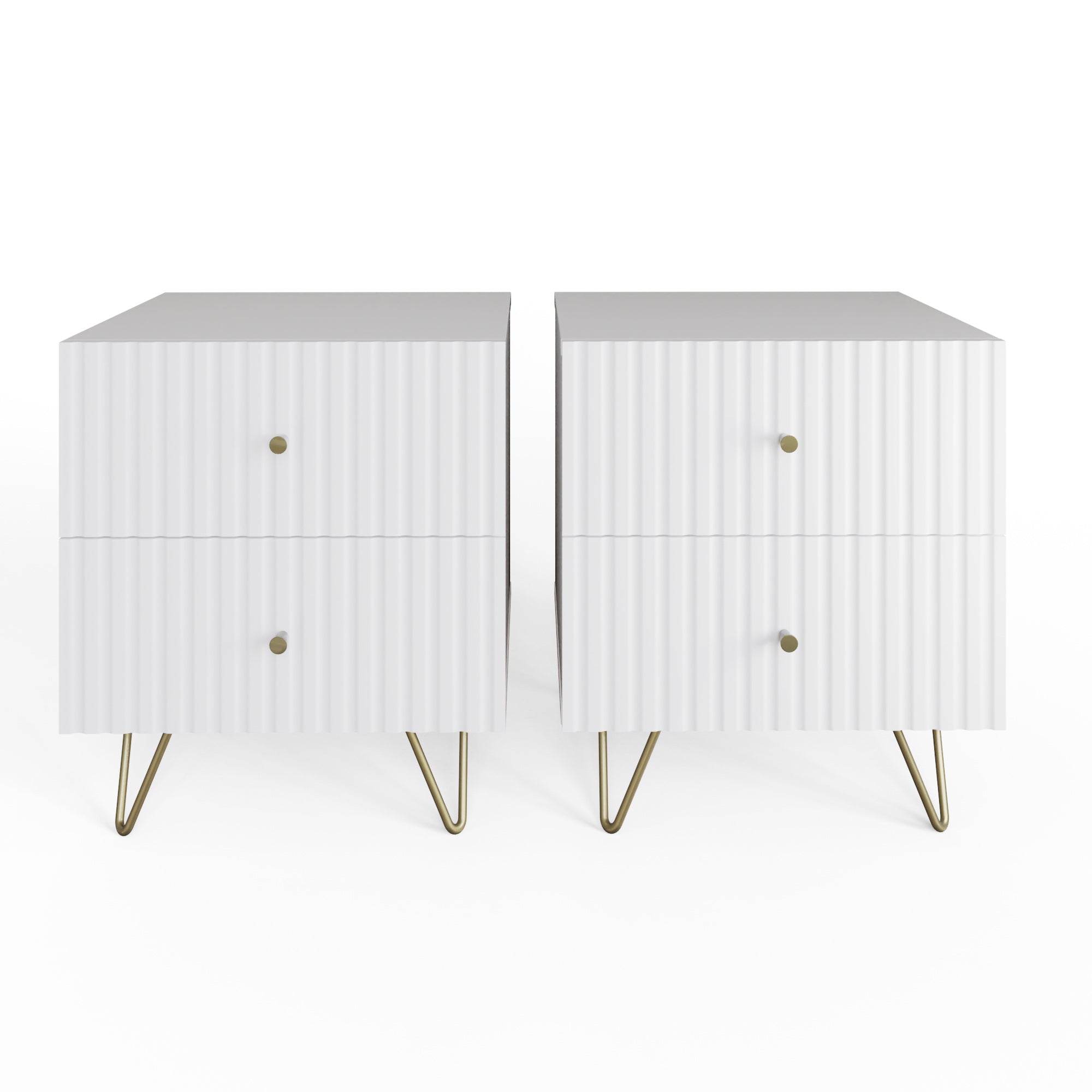 Thalia 2 Drawer Bedside Table Pair – White