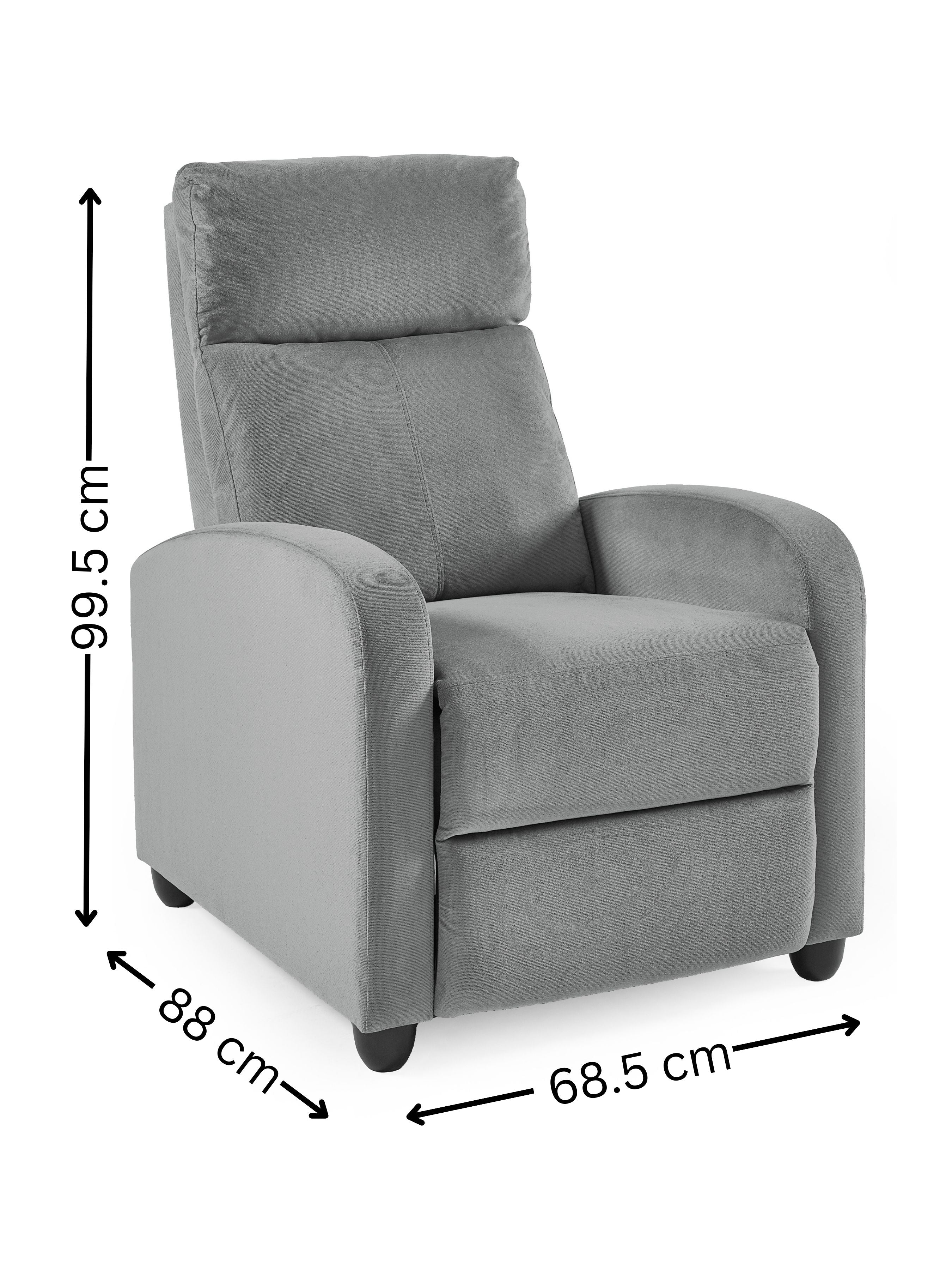 Vivo Grey Chenille Reclining Arm Chair – Julian Bowen, view 4