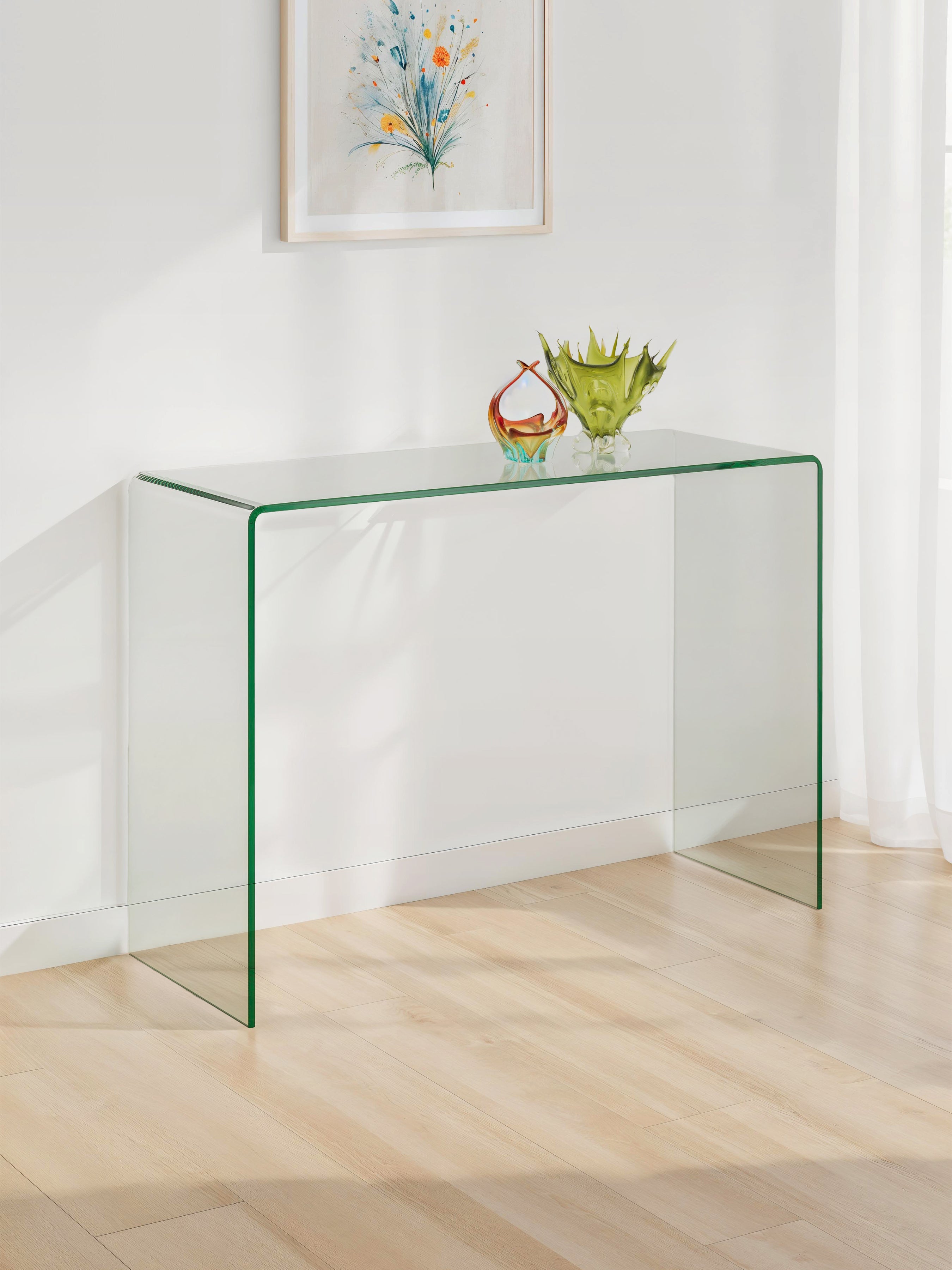 Amalfi Bent Glass Console Table – Julian Bowen, view 2