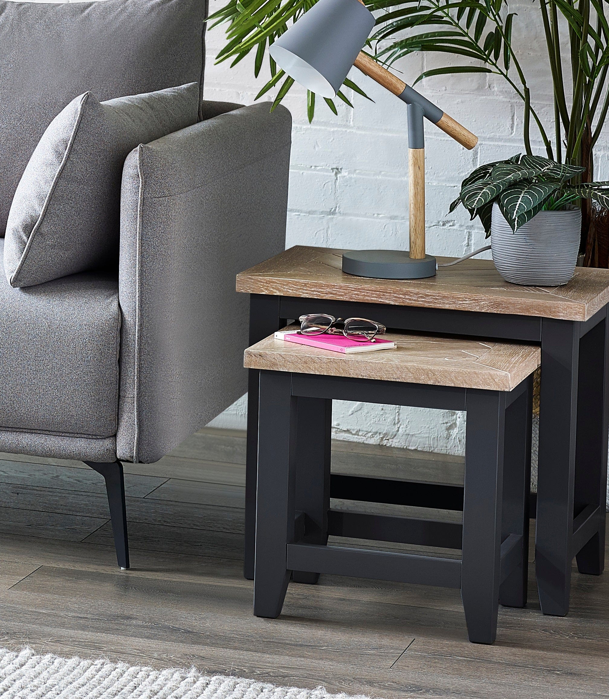 Bordeaux Nest Of Tables Dark Grey – Julian Bowen, view 2