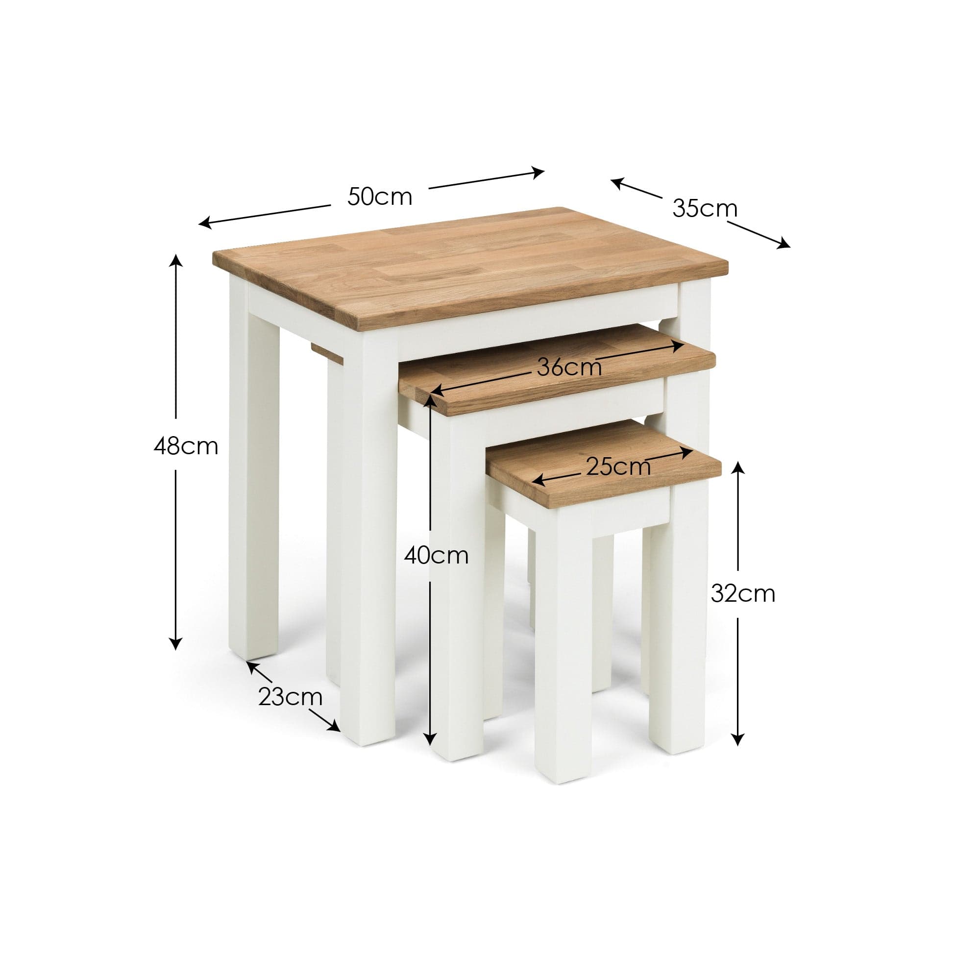 Coxmoor Nest Of 3 Tables - Ivory & Oak – Julian Bowen, view 4