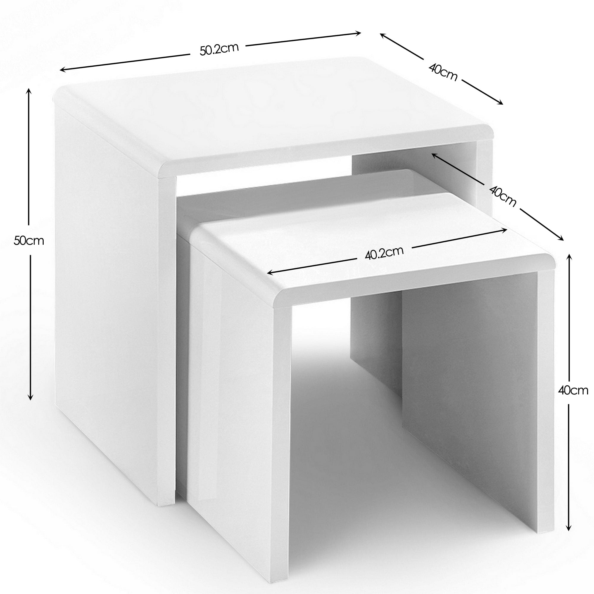 Manhattan High Gloss White Nest Of 2 Tables – Julian Bowen, view 3