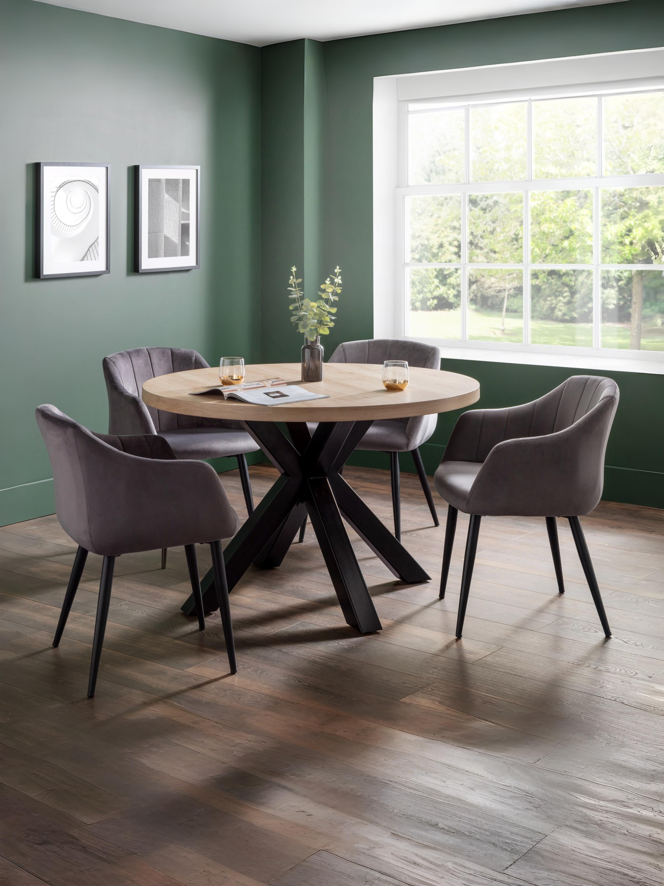 Berwick Round Table and 4 Grey Hobart Chairs