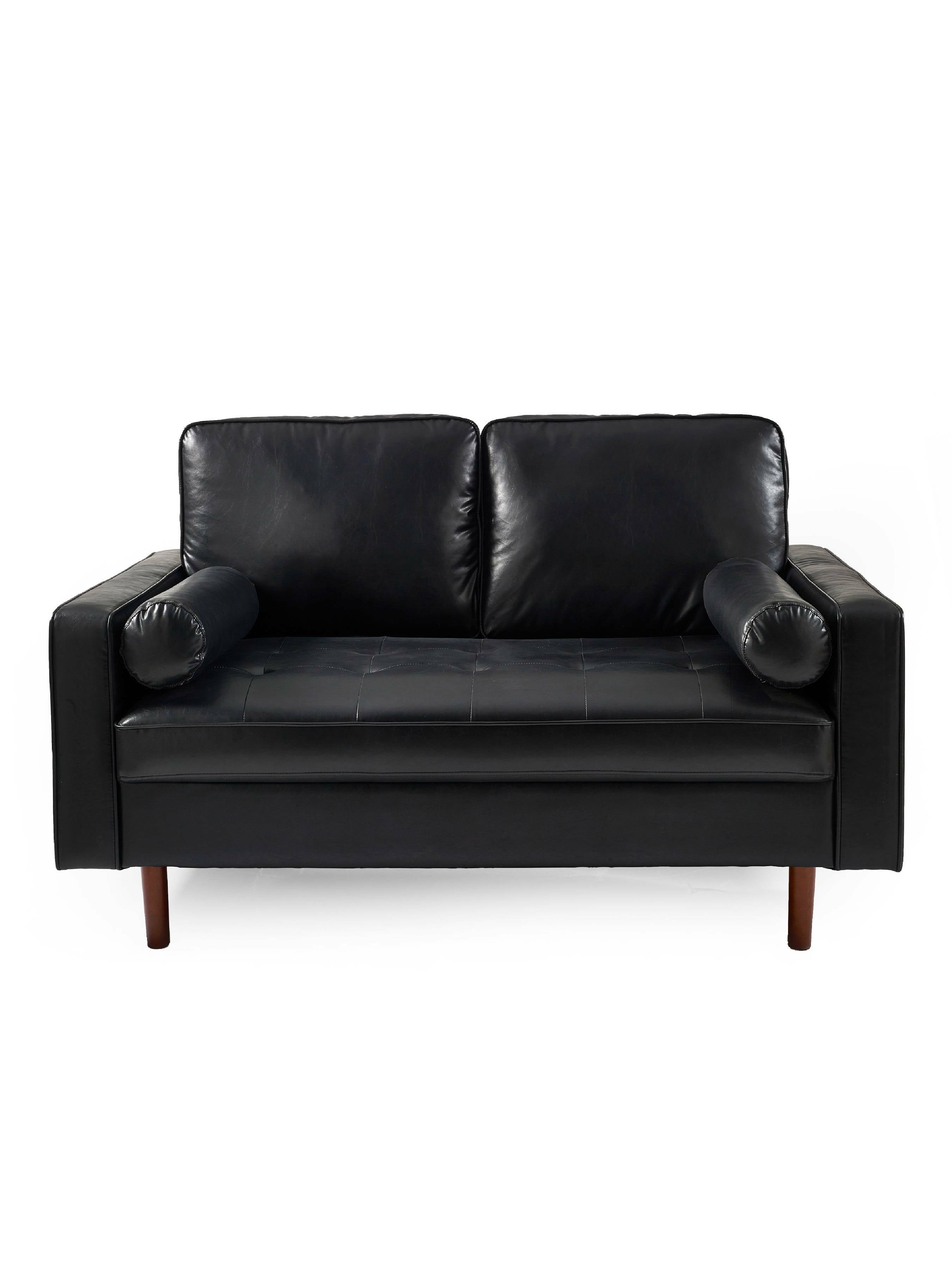Henley Black Faux Leather 2 Seater Sofa – Julian Bowen, view 3