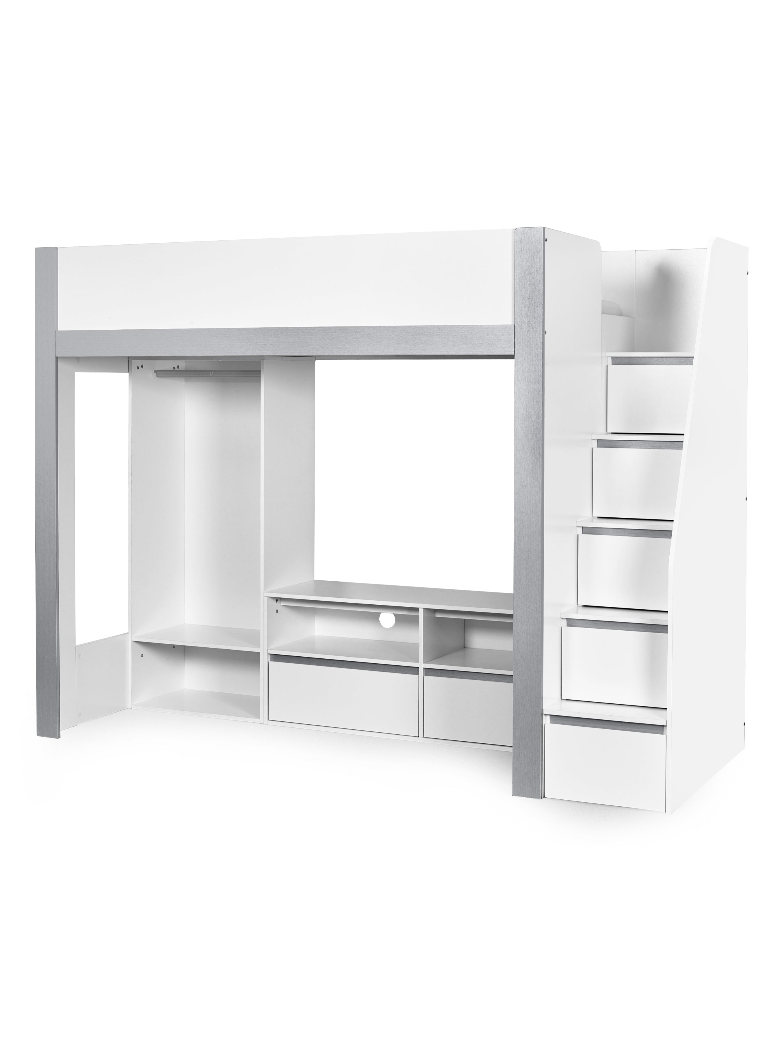 Gaia Highsleeper TV Bed - White and Silver – Julian Bowen, view 4
