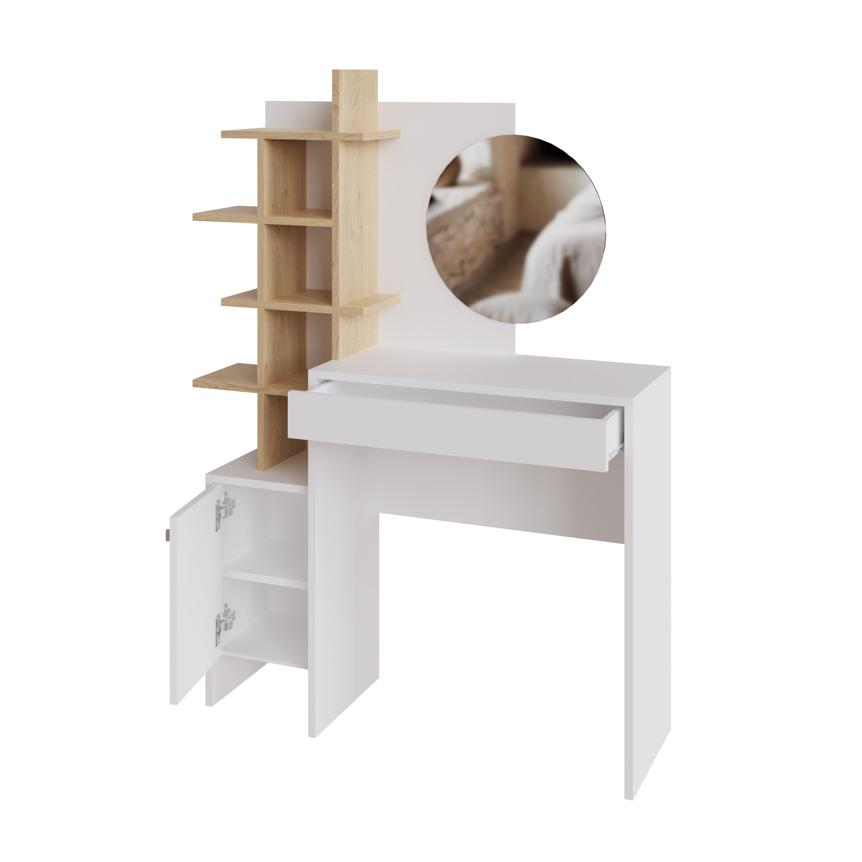 Freyja Dressing Table White/Oak – GFW, view 7