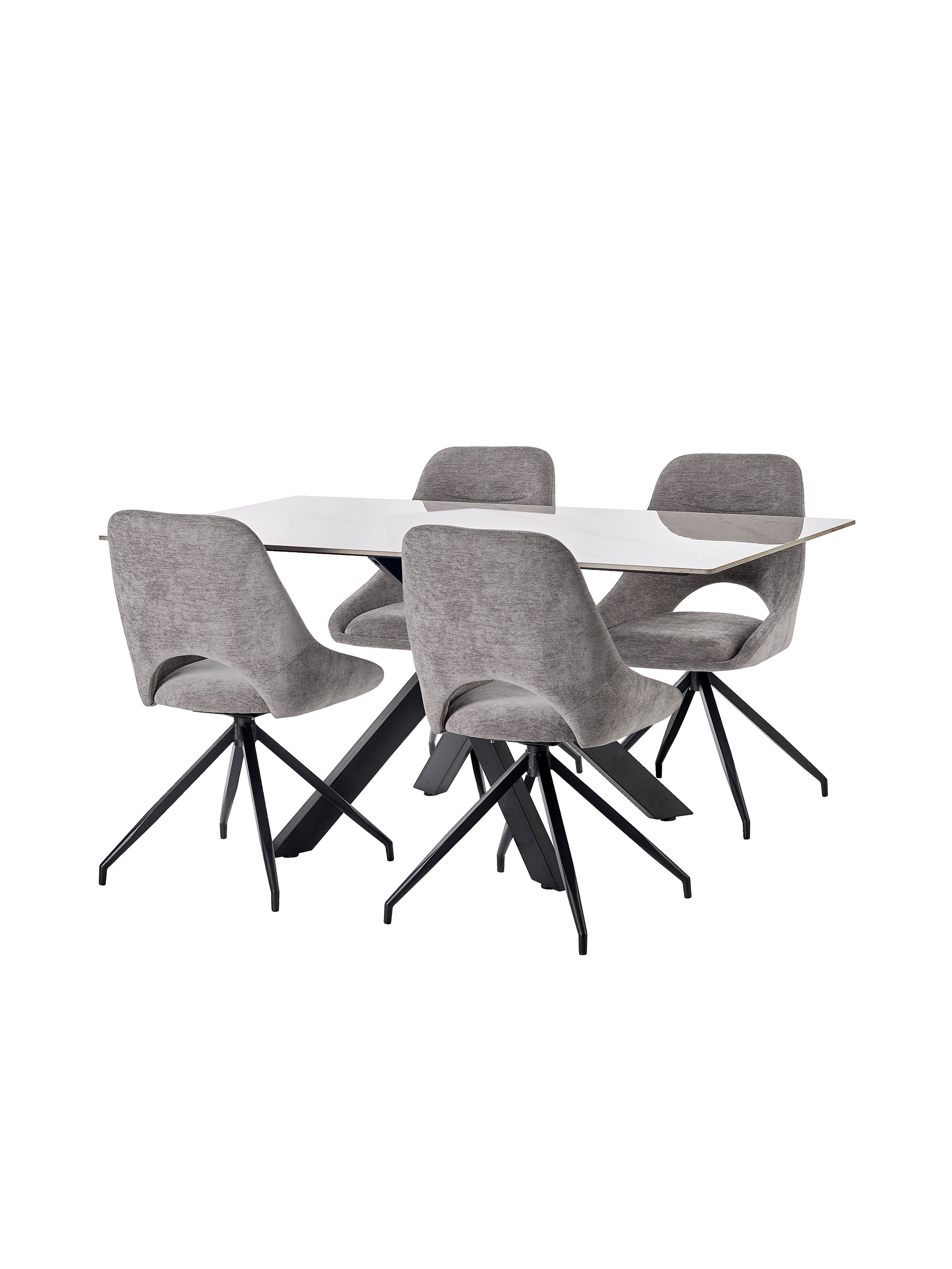 Jonah Grey Chenille Upholstered Dining Chairs (Set of 2) – Julian Bowen, view 2