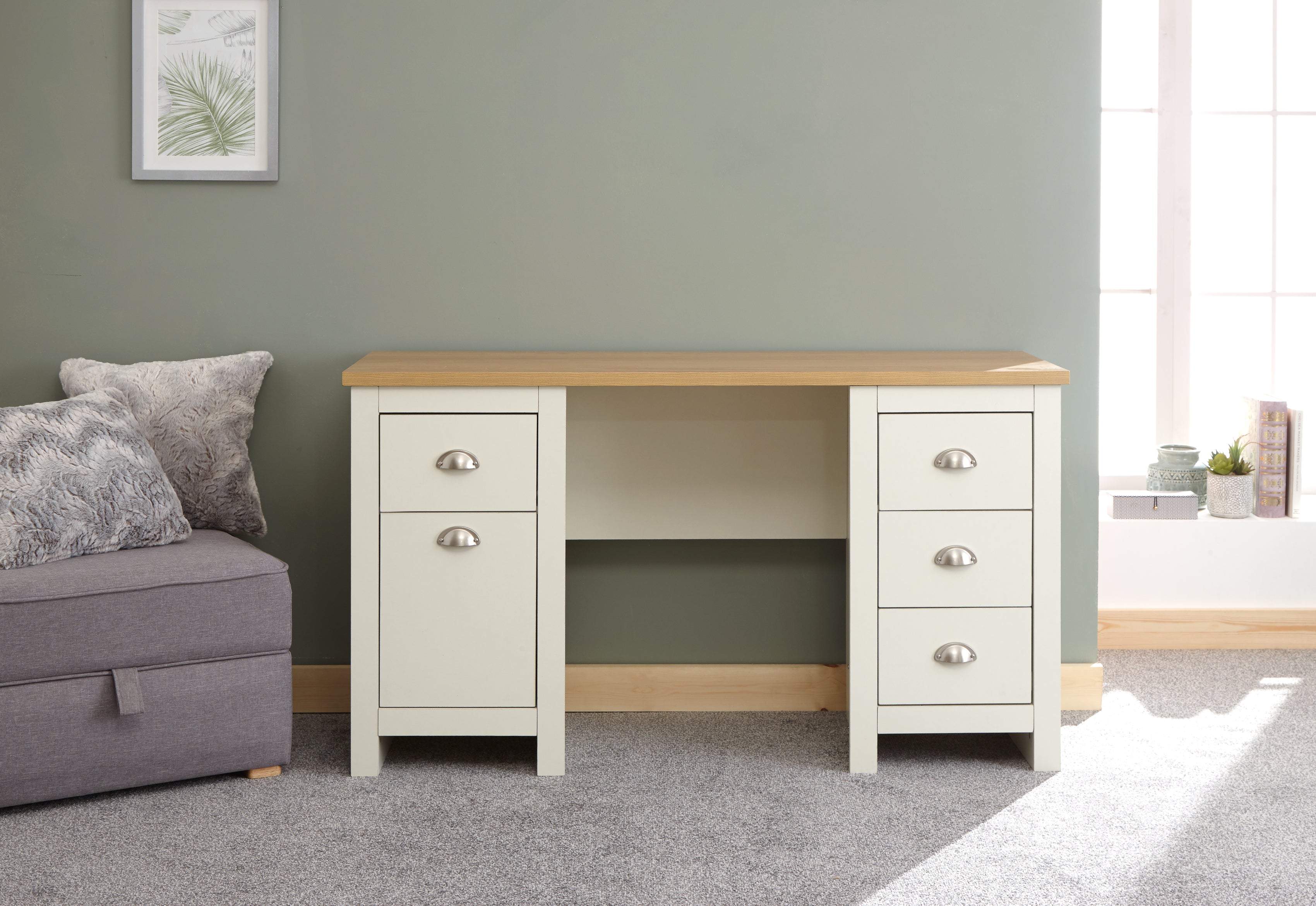 Lancaster Study Desk Cream – GFW, view 3