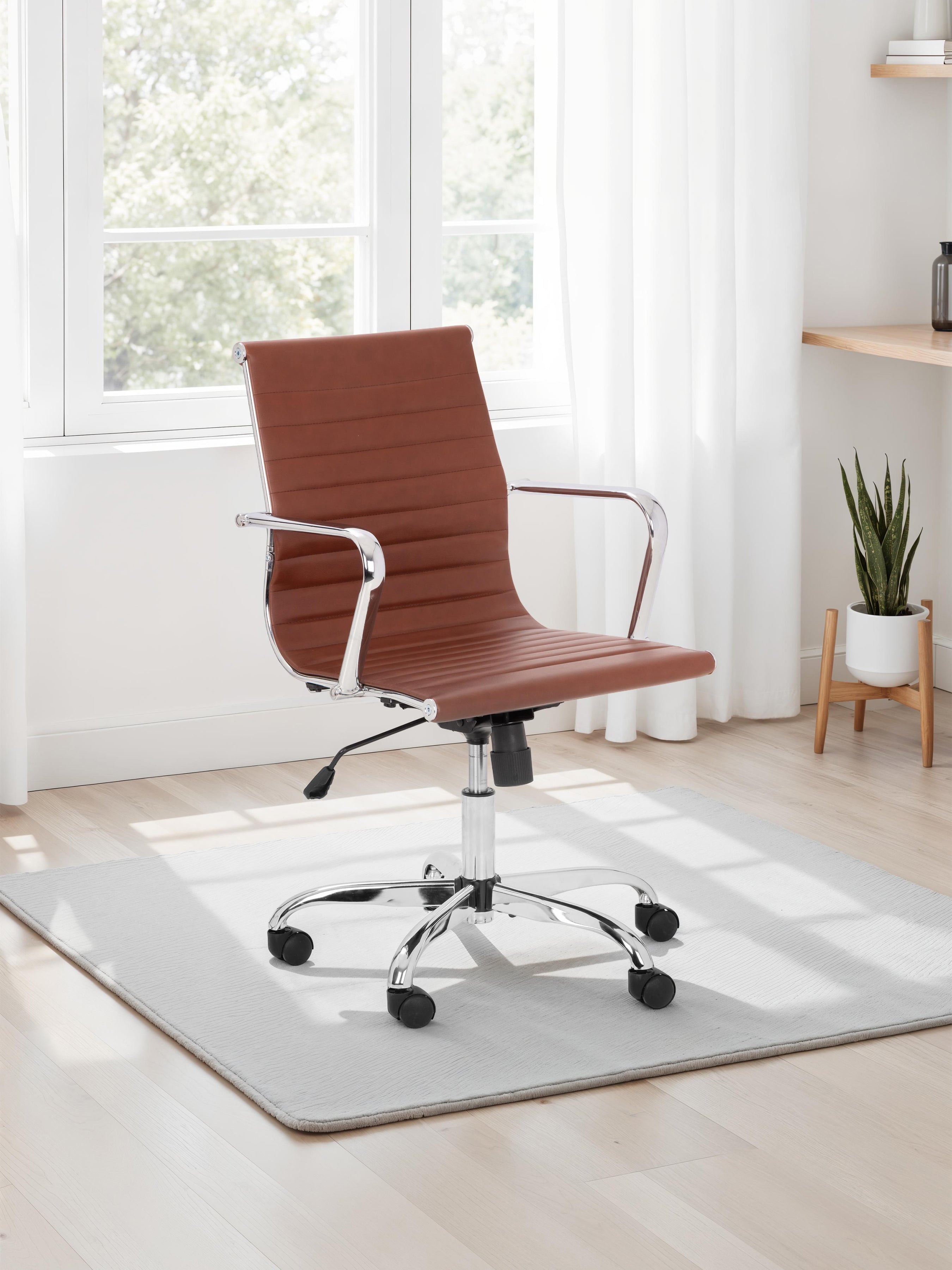 Gio Brown & Chrome Office Chair – Julian Bowen, view 2