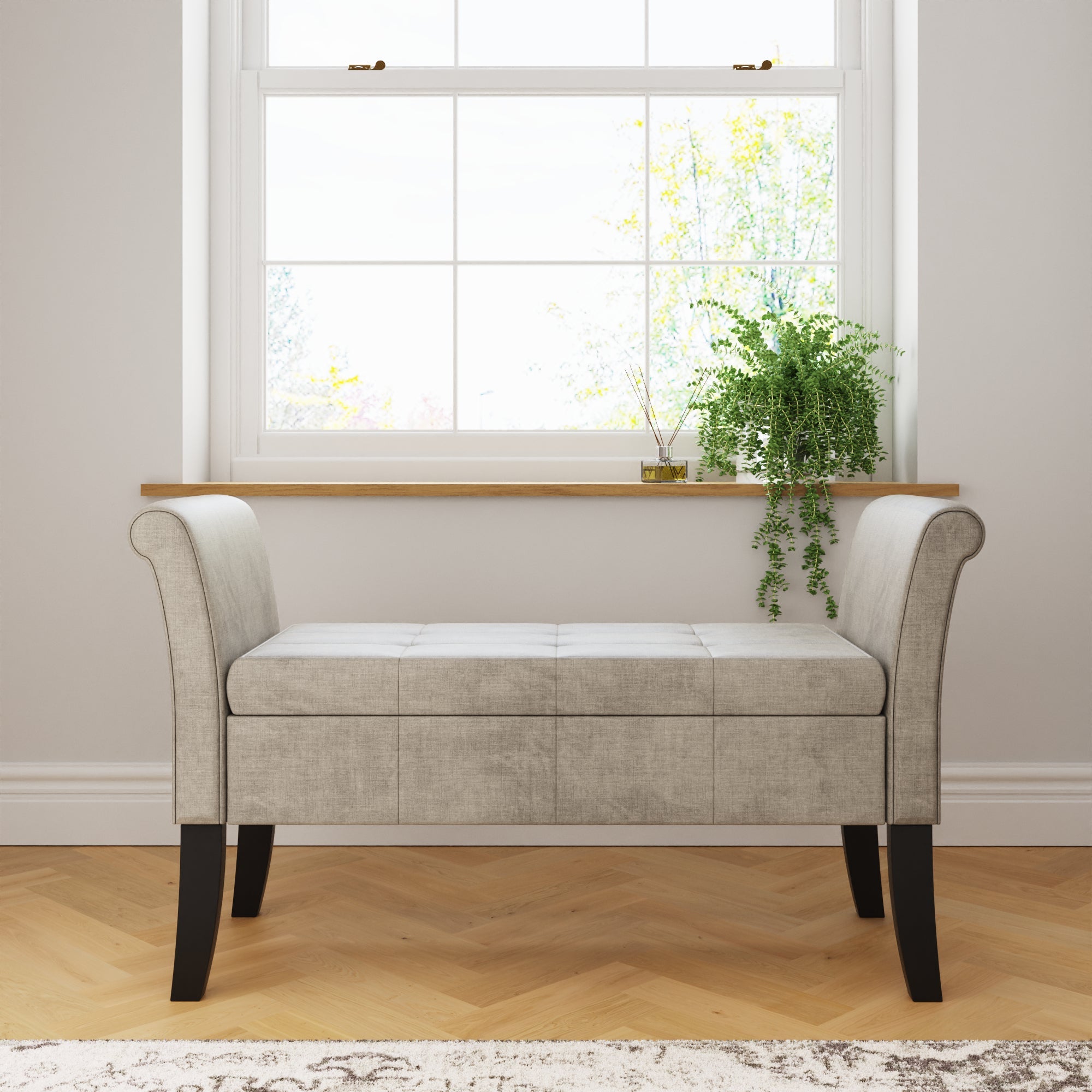 Balmoral Window Seat Silver Chenille – GFW, view 2