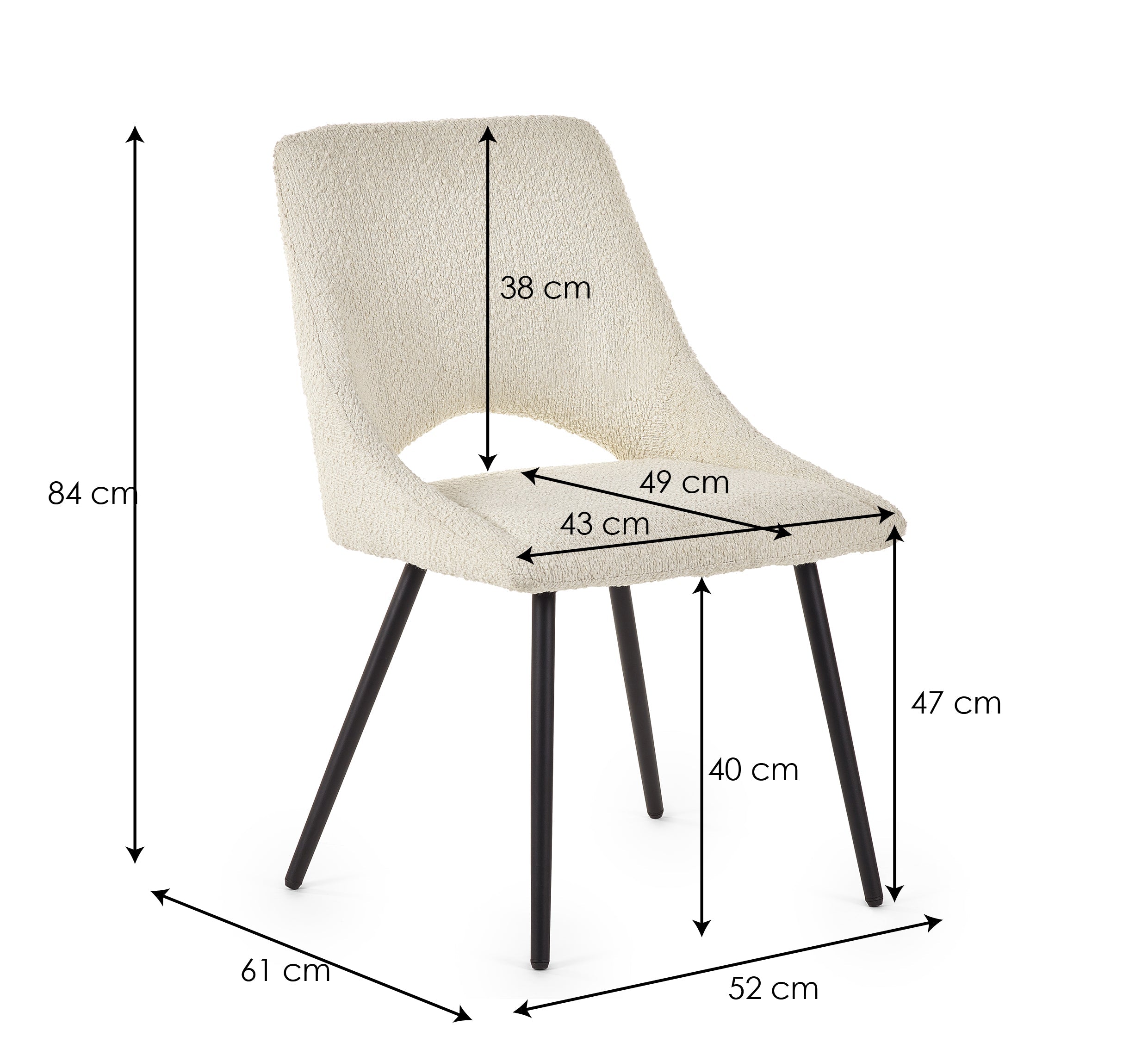 Iris Boucle Dining Chairs - Ivory (Set of 2) – Julian Bowen, view 6