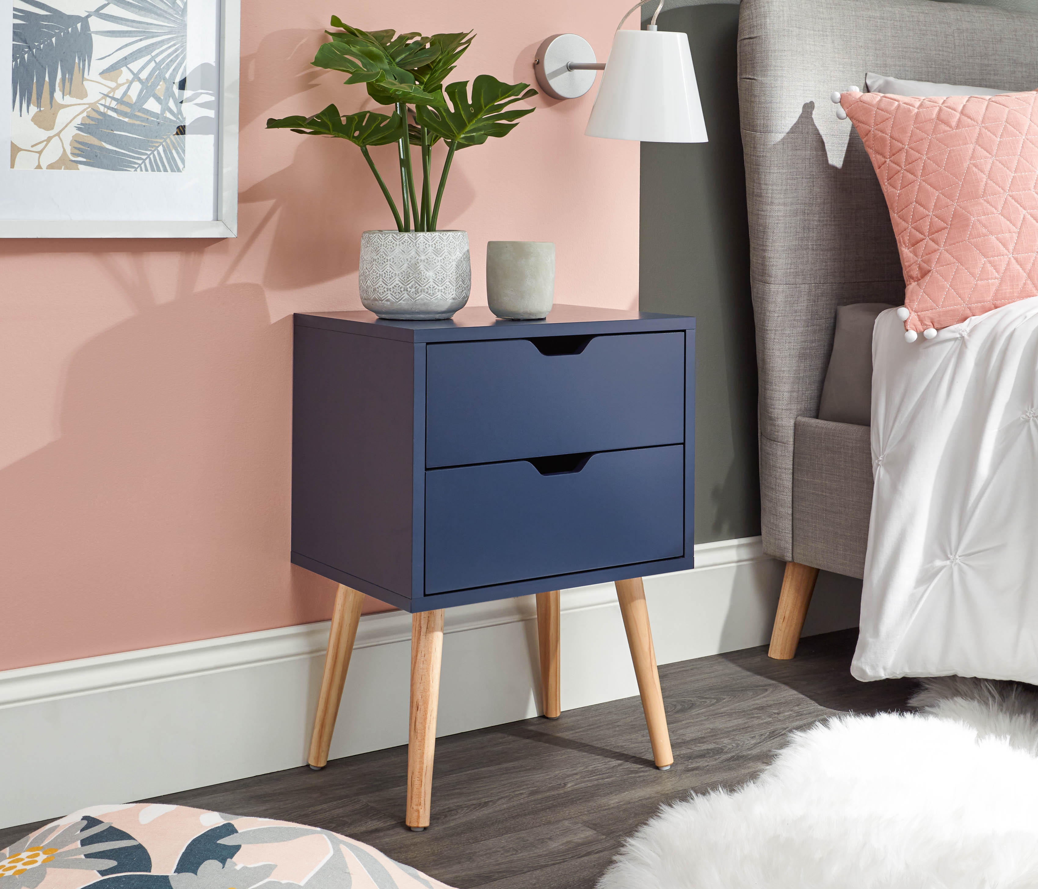 Nyborg Single 2 Drawer Bedside Nightshadow – Nightshadow