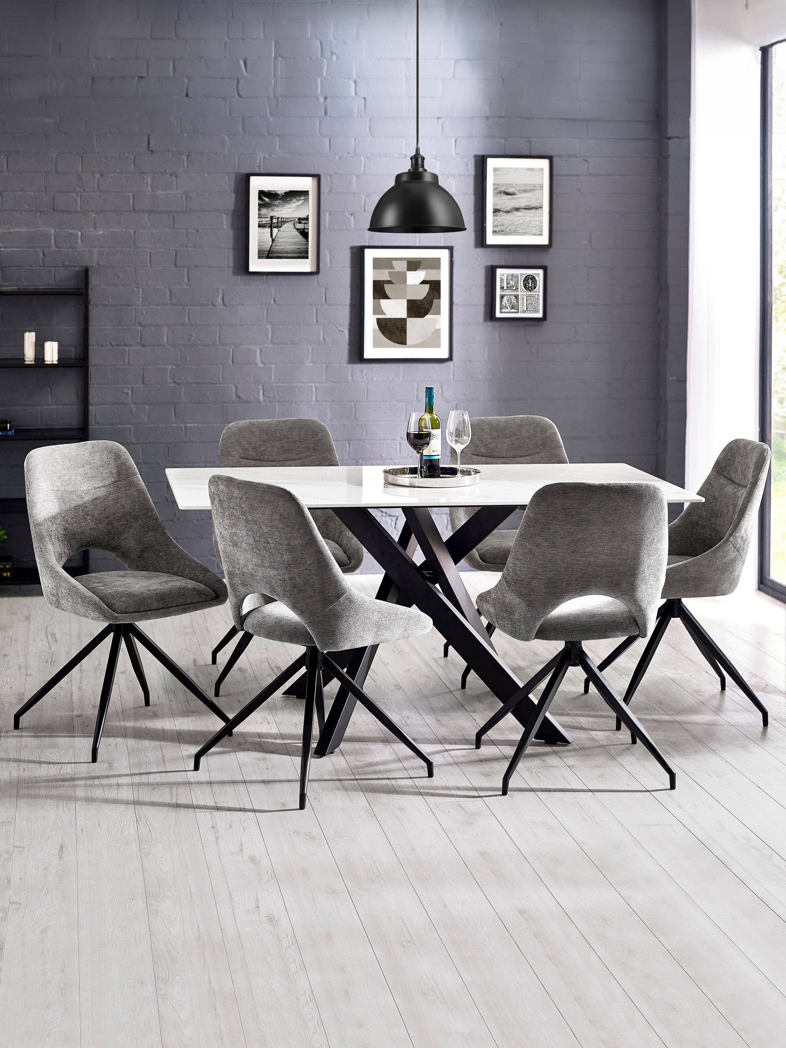 Jonah Grey Chenille Upholstered Dining Chairs (Set of 2) – Julian Bowen, view 10