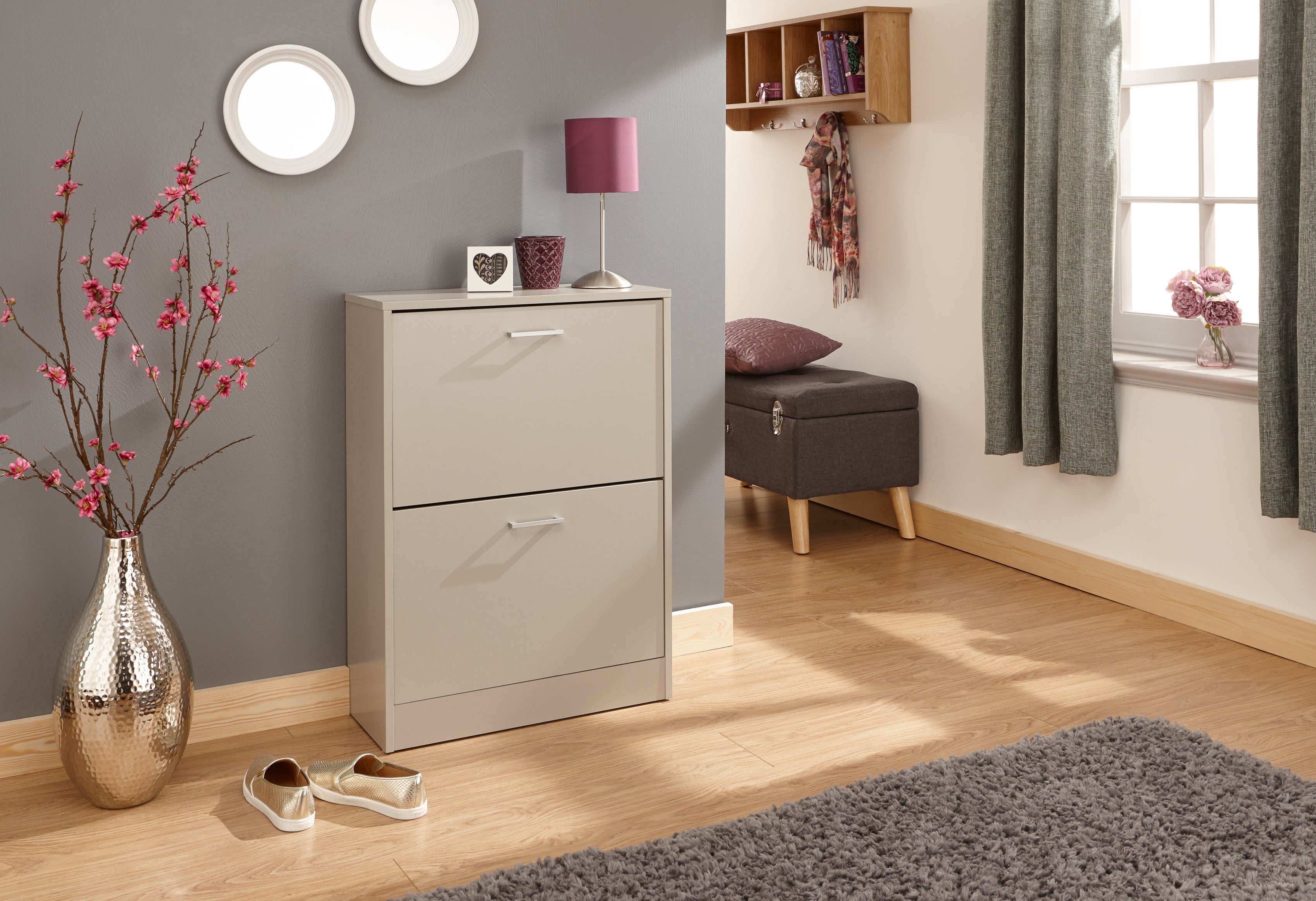 Stirling Two Tier Shoe Cabinet – Grey