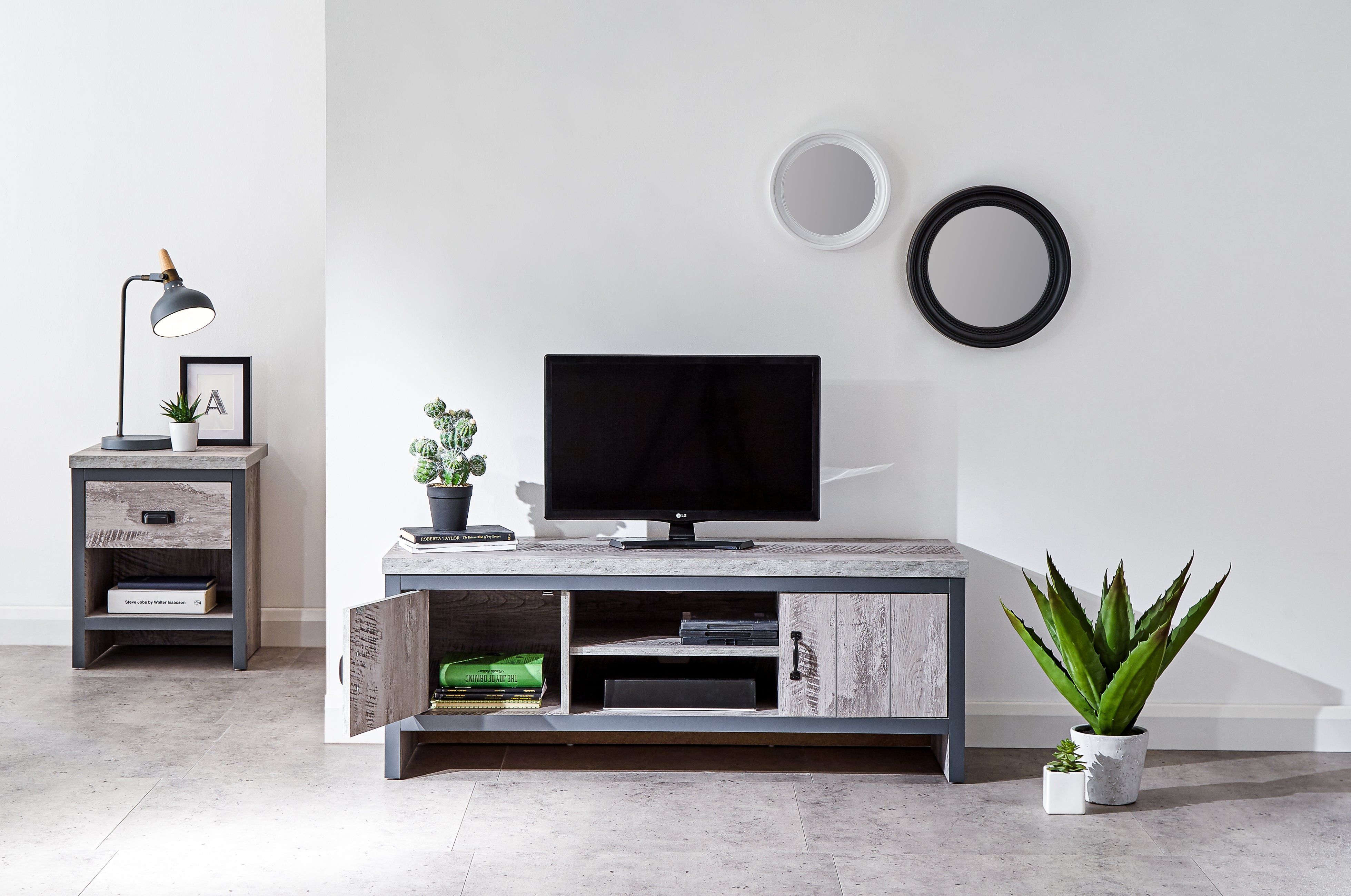Boston 2 Door TV Unit Grey – GFW, view 3