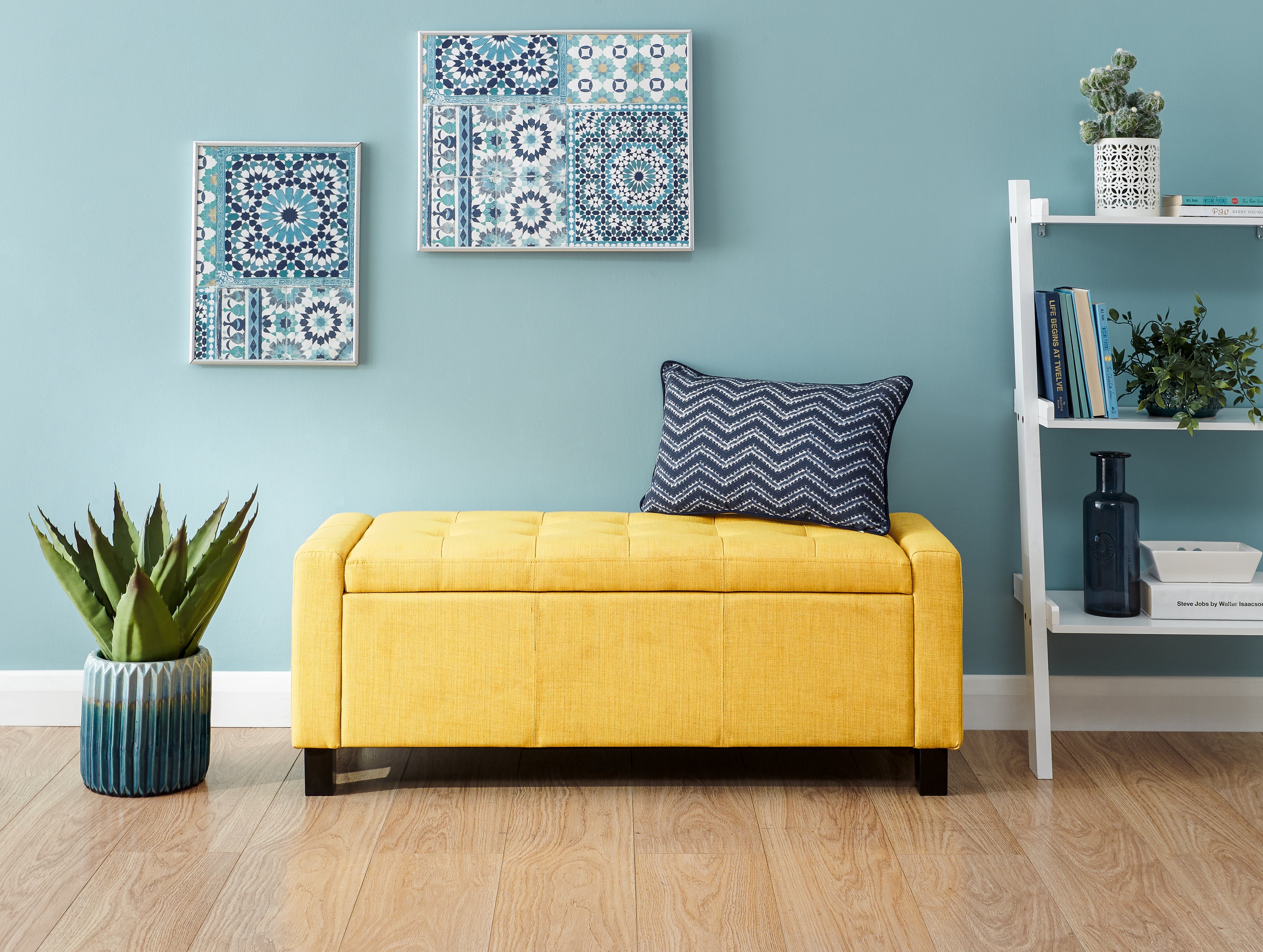 Verona Ottoman Bench Mustard Fabric – GFW, view 3