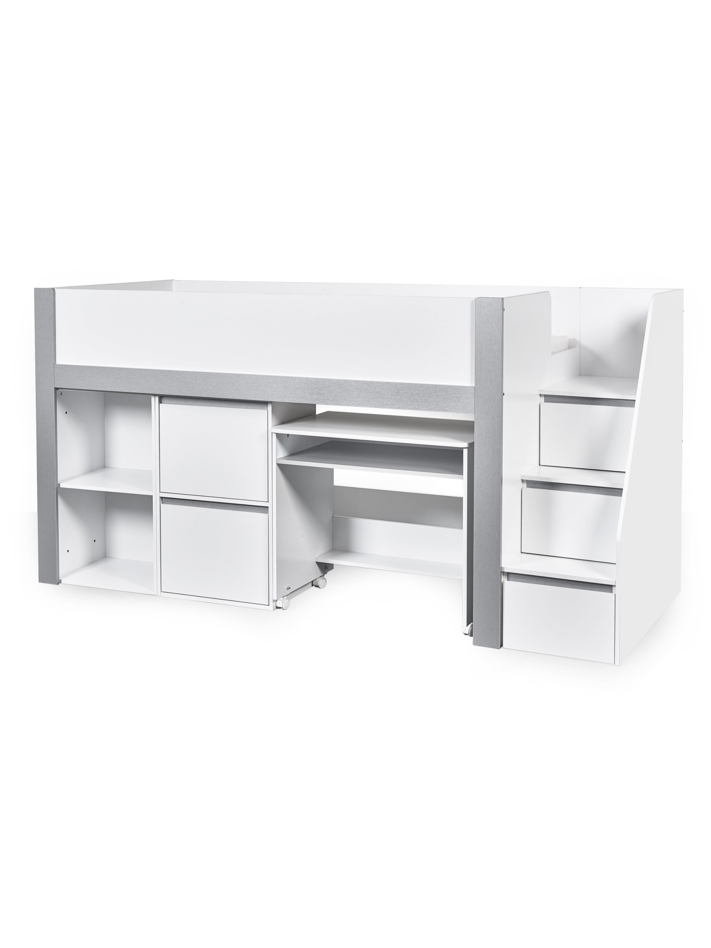Gaia Midsleeper Bed - White and Silver – Julian Bowen, view 4