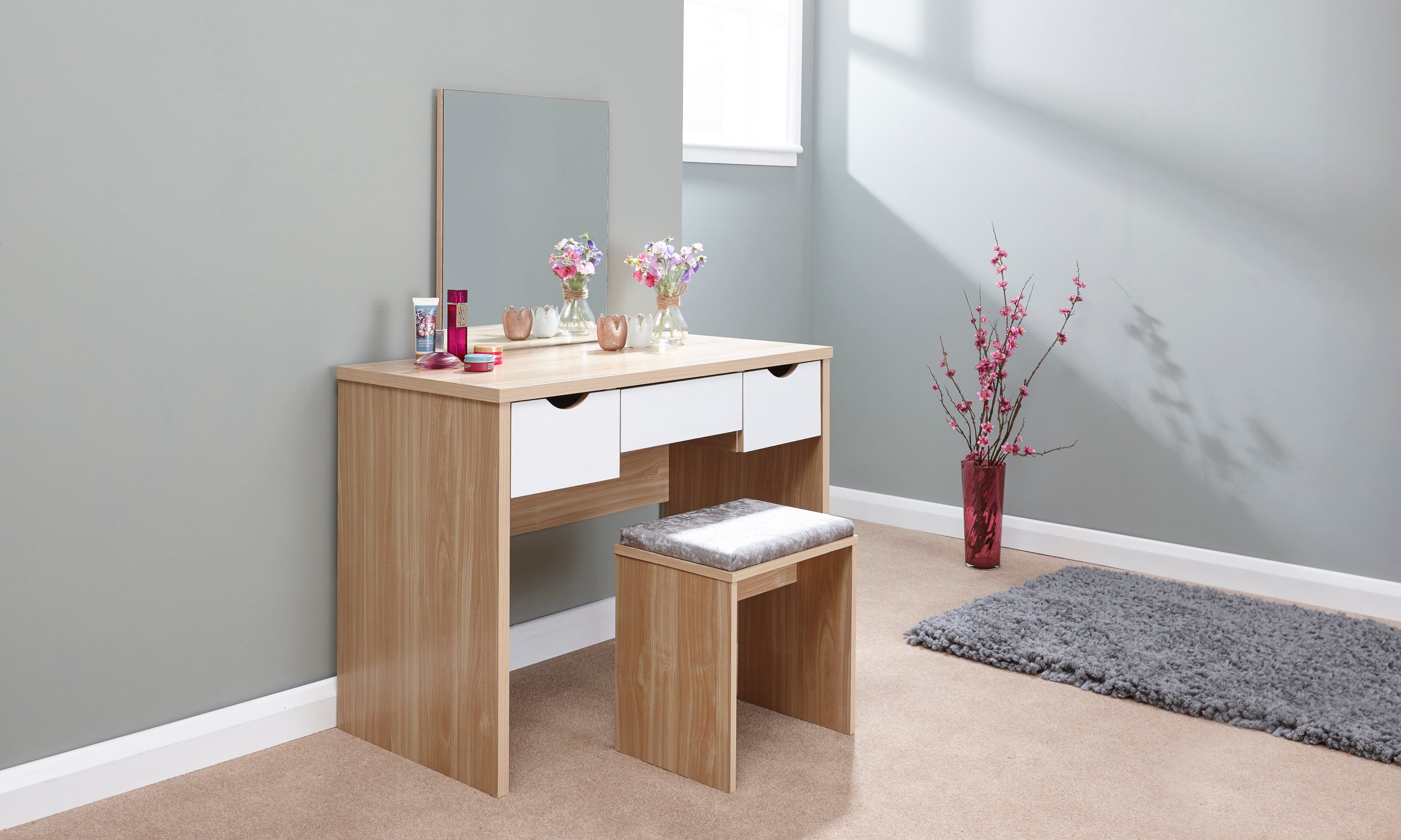 Elizabeth Dressing Table Set – Oak & White