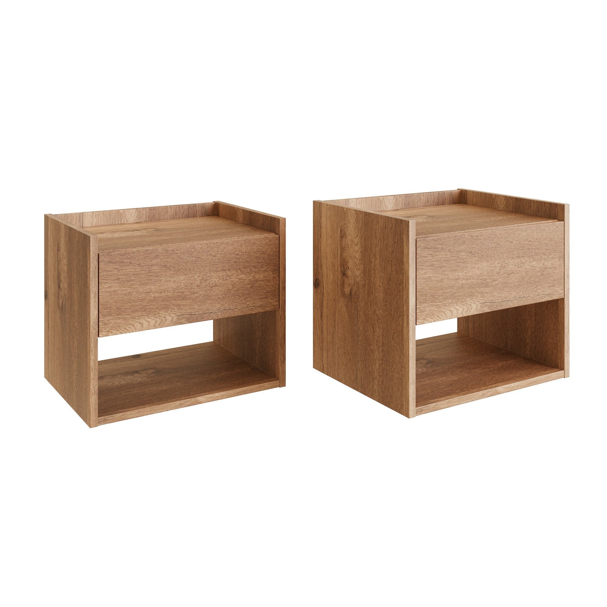 Harmony Wall Mounted Pair Of Bedside Tables Oak - GFW – GFW