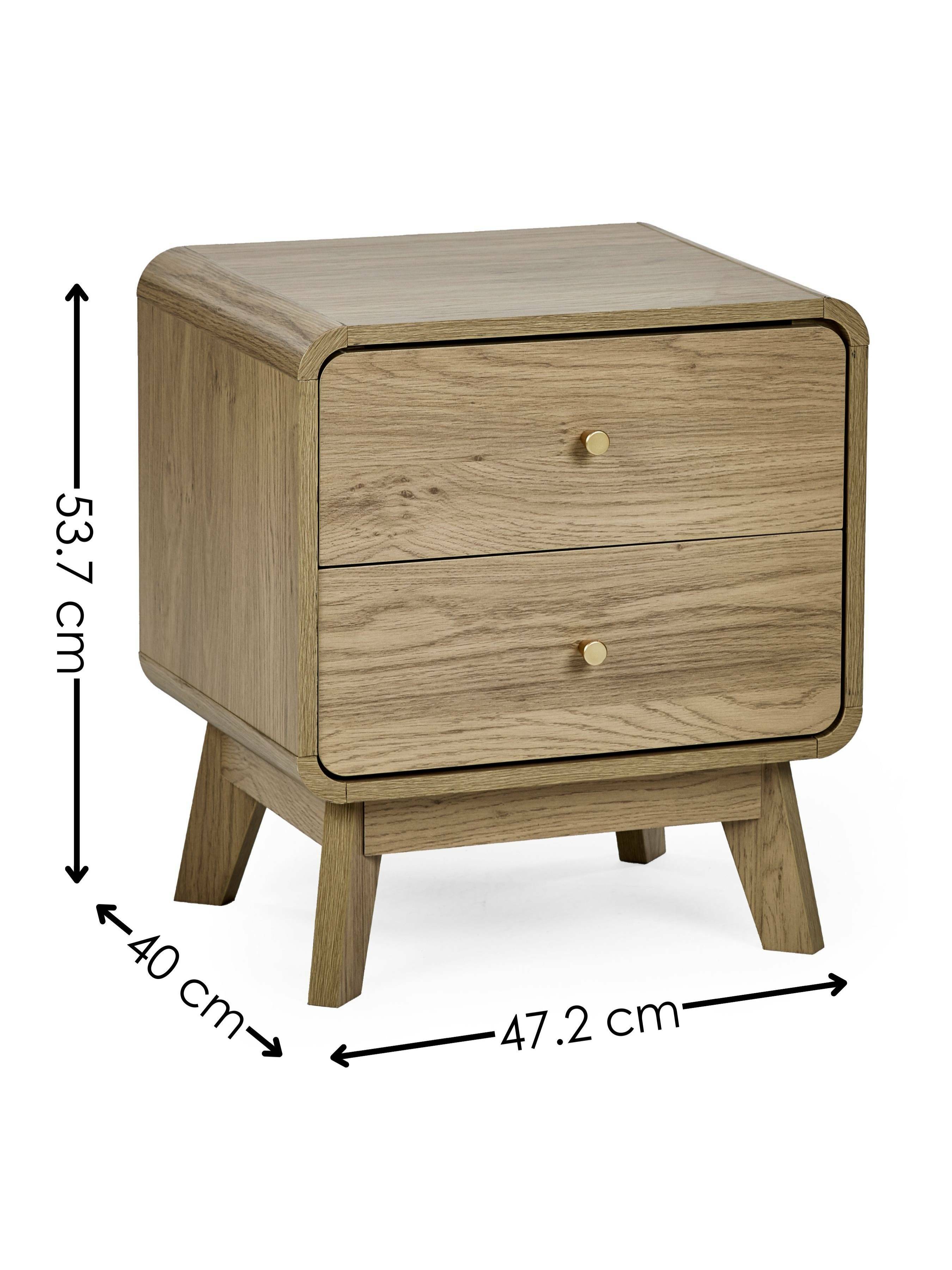 Ingrid 2 Drawer Bedside Oak – Julian Bowen, view 5