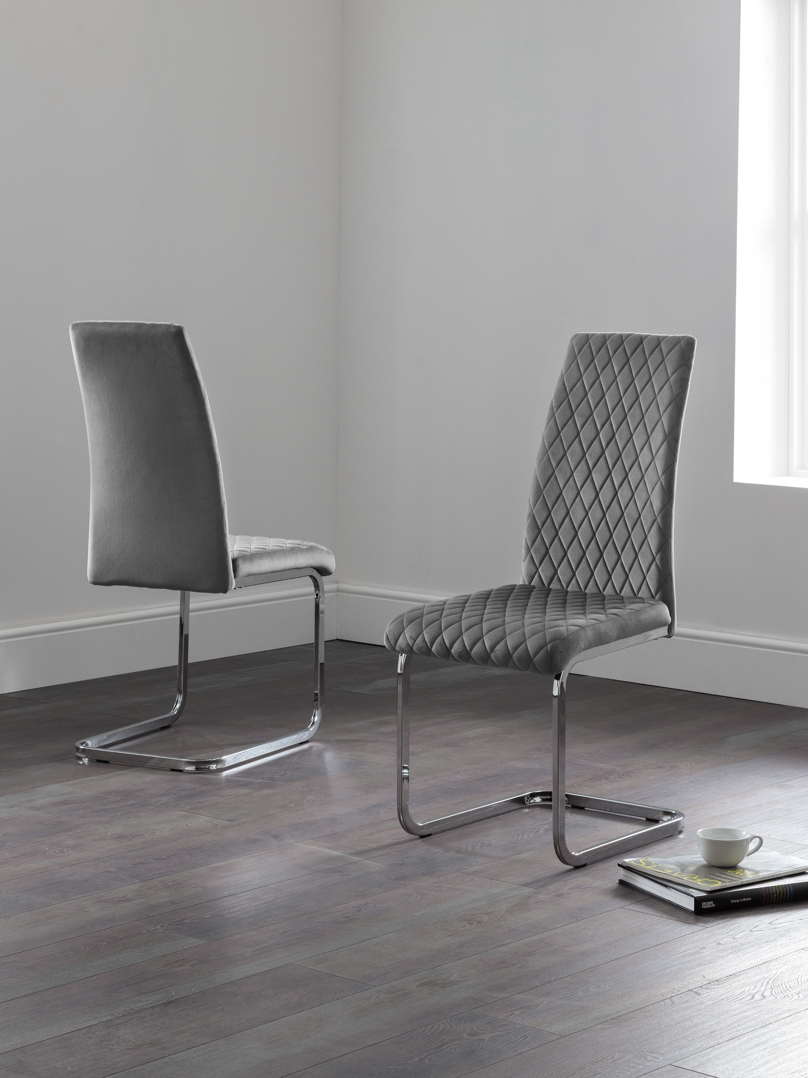 Calabria Velvet Cantilever Chairs - Grey (Set Of 4) – Julian Bowen, view 6