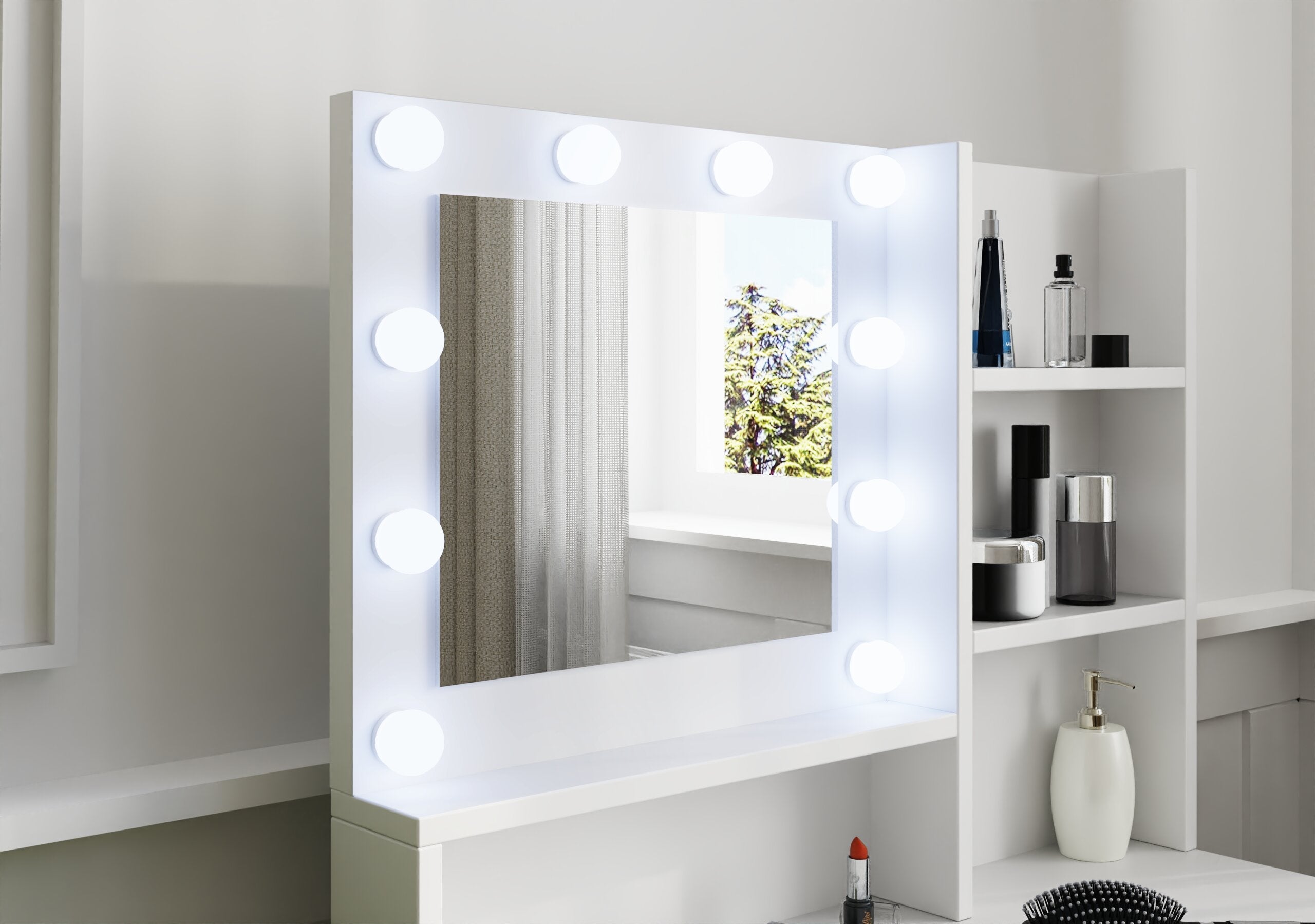 Eva Dressing Table With Stool White – GFW, view 7