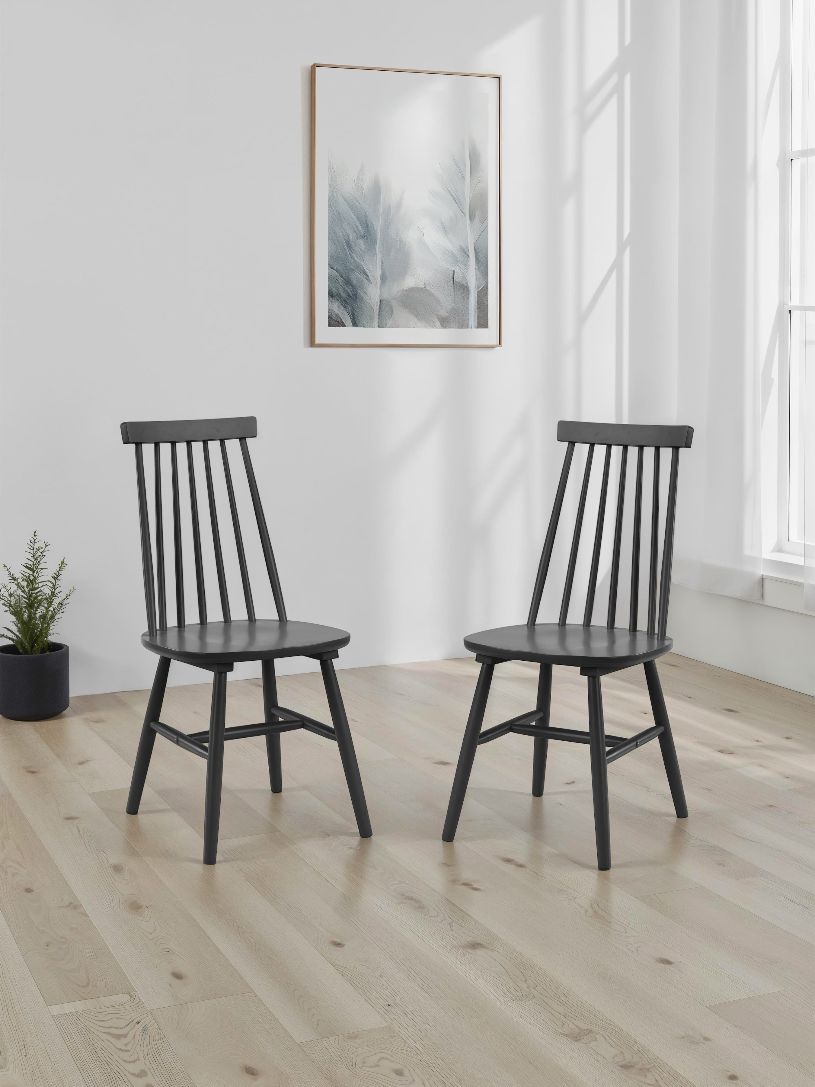 Alassio Spindle Back Dining Chairs - Black (Set of 2) – Julian Bowen, view 2
