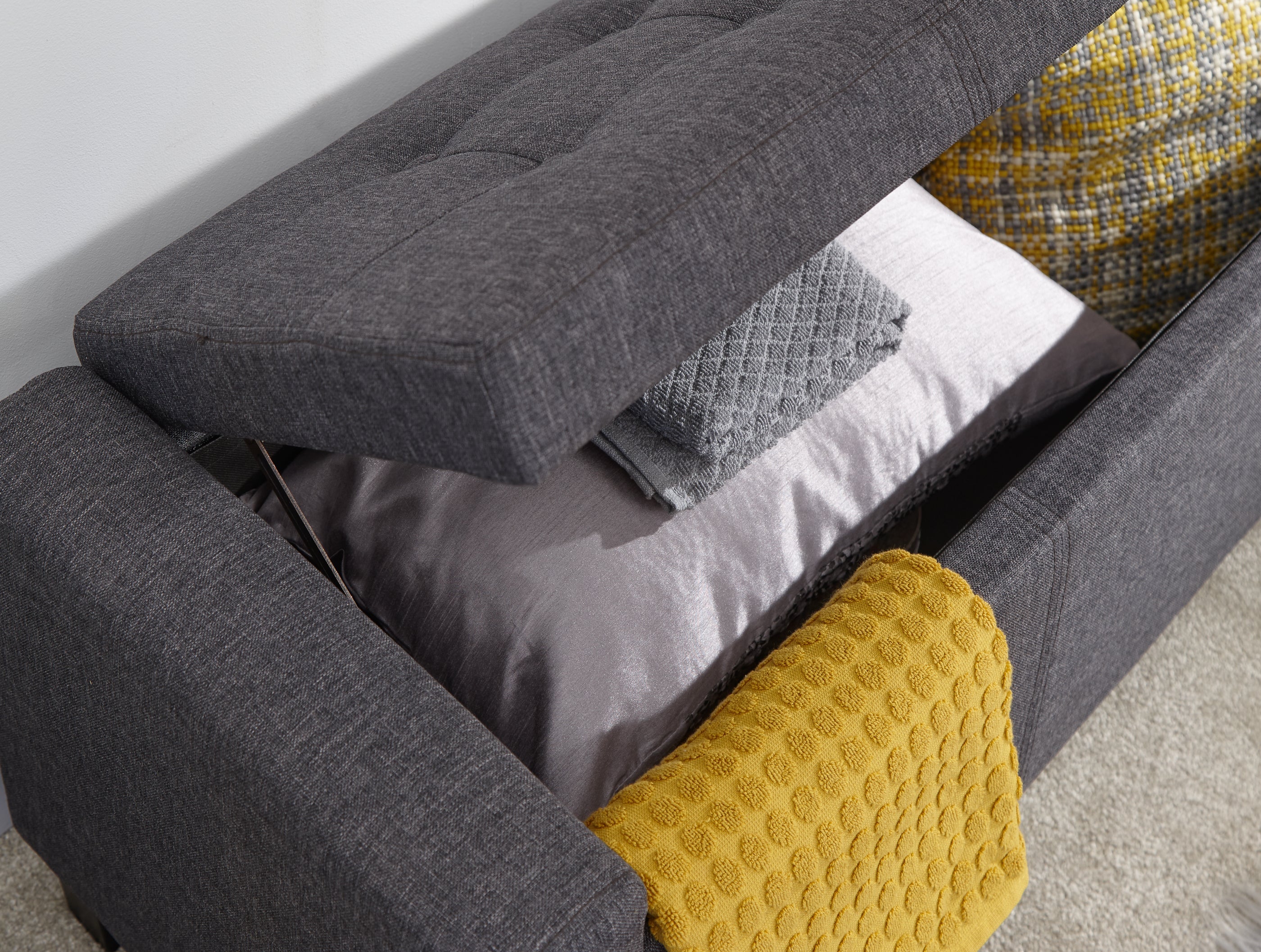 Verona Ottoman Bench Charcoal Grey Fabric – GFW, view 12