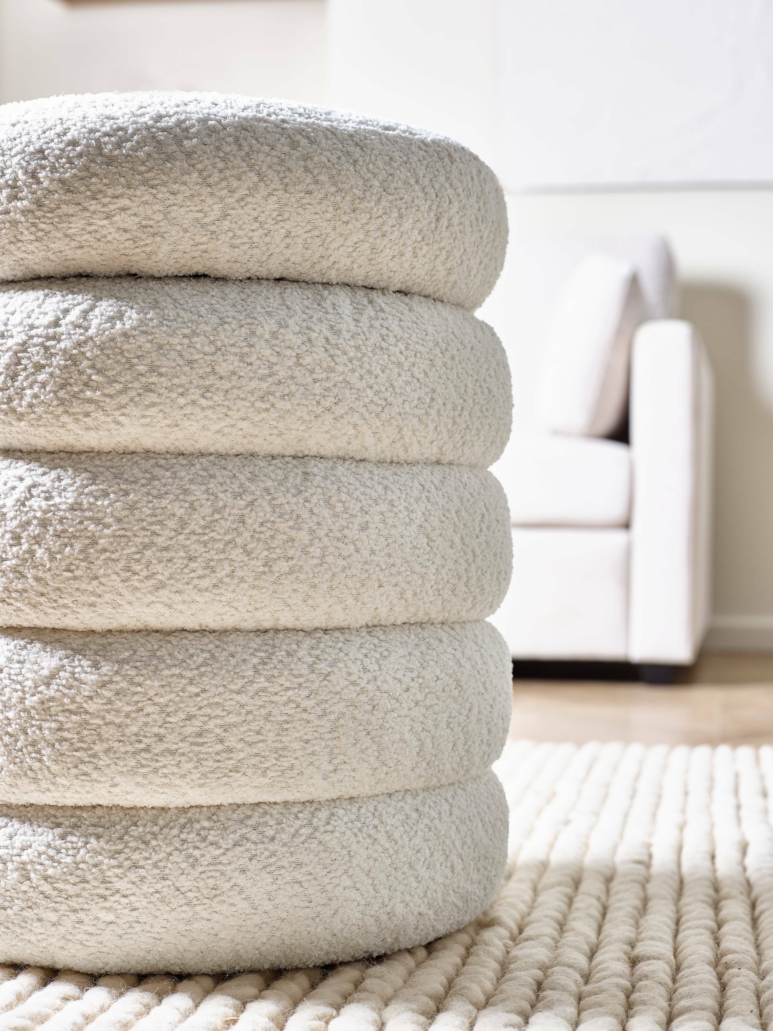 Hailey Ivory Boucle Upholstered 40cm Storage Stool – Julian Bowen, view 10