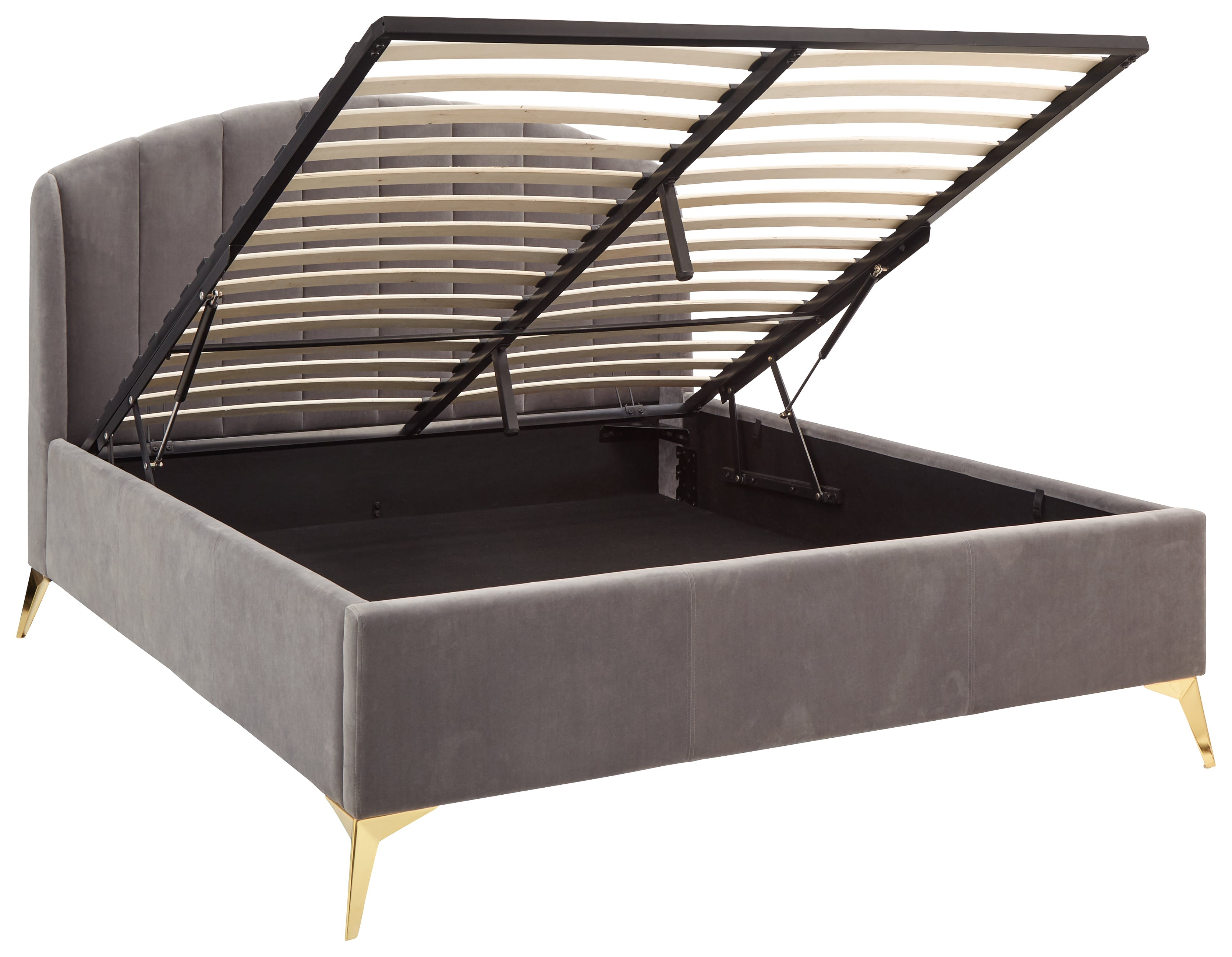 Pettine End Lift Ottoman Bed - Grey & Gold – GFW, view 12