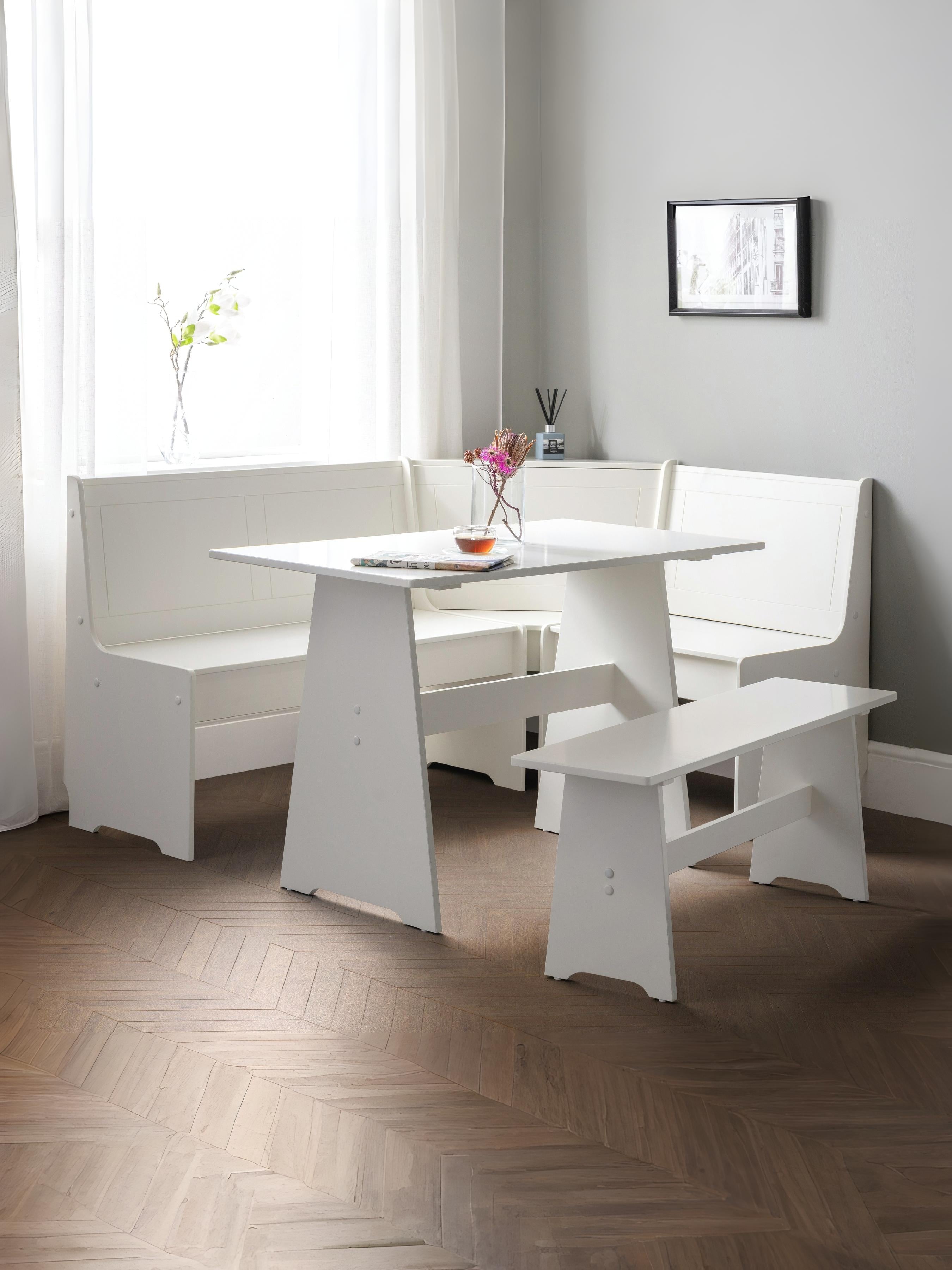 Newport Corner Dining Set With Storage Bench - Surf White – Julian Bowen, view 2