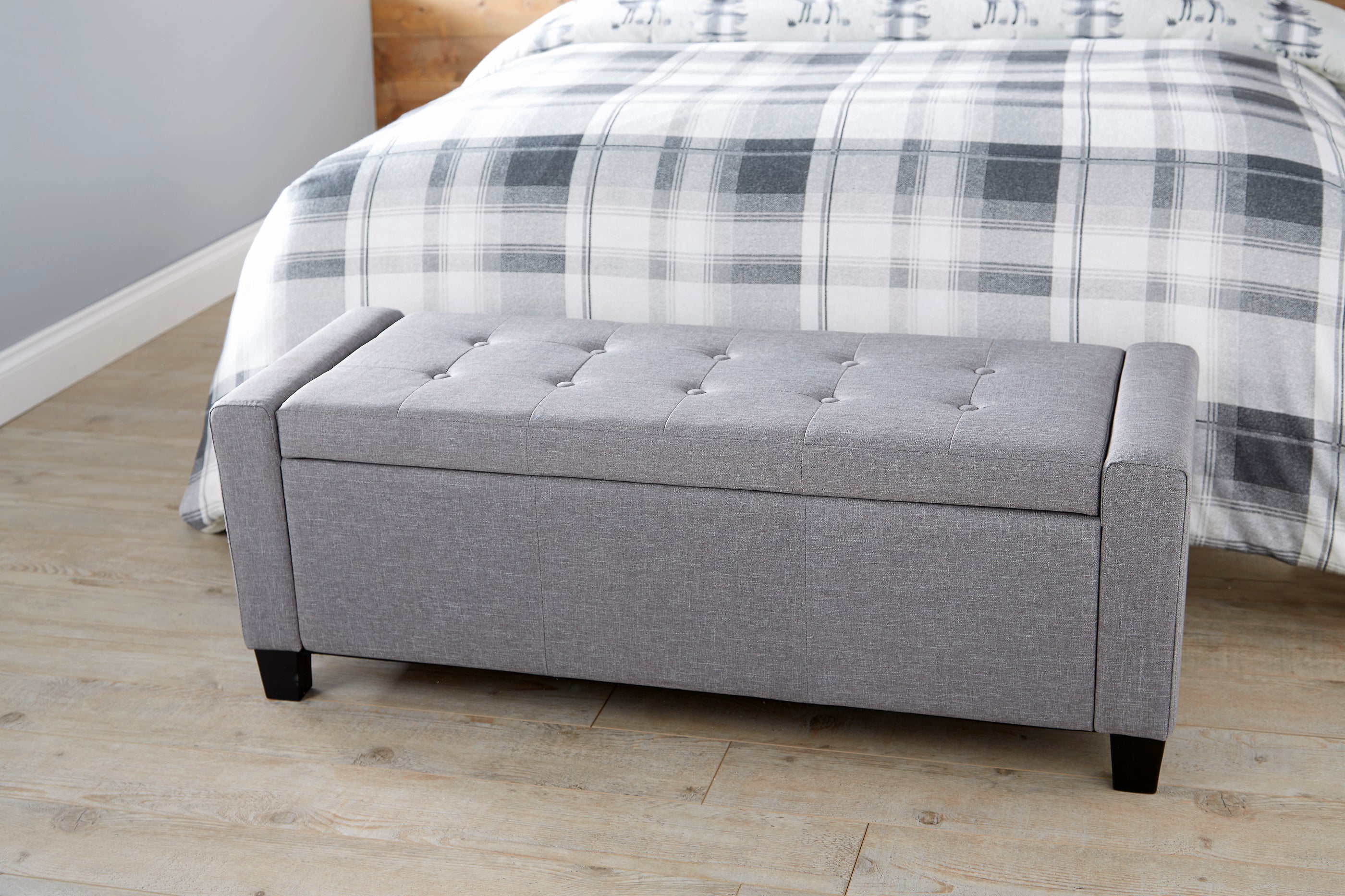 Verona Ottoman Bench Grey Fabric – GFW, view 2