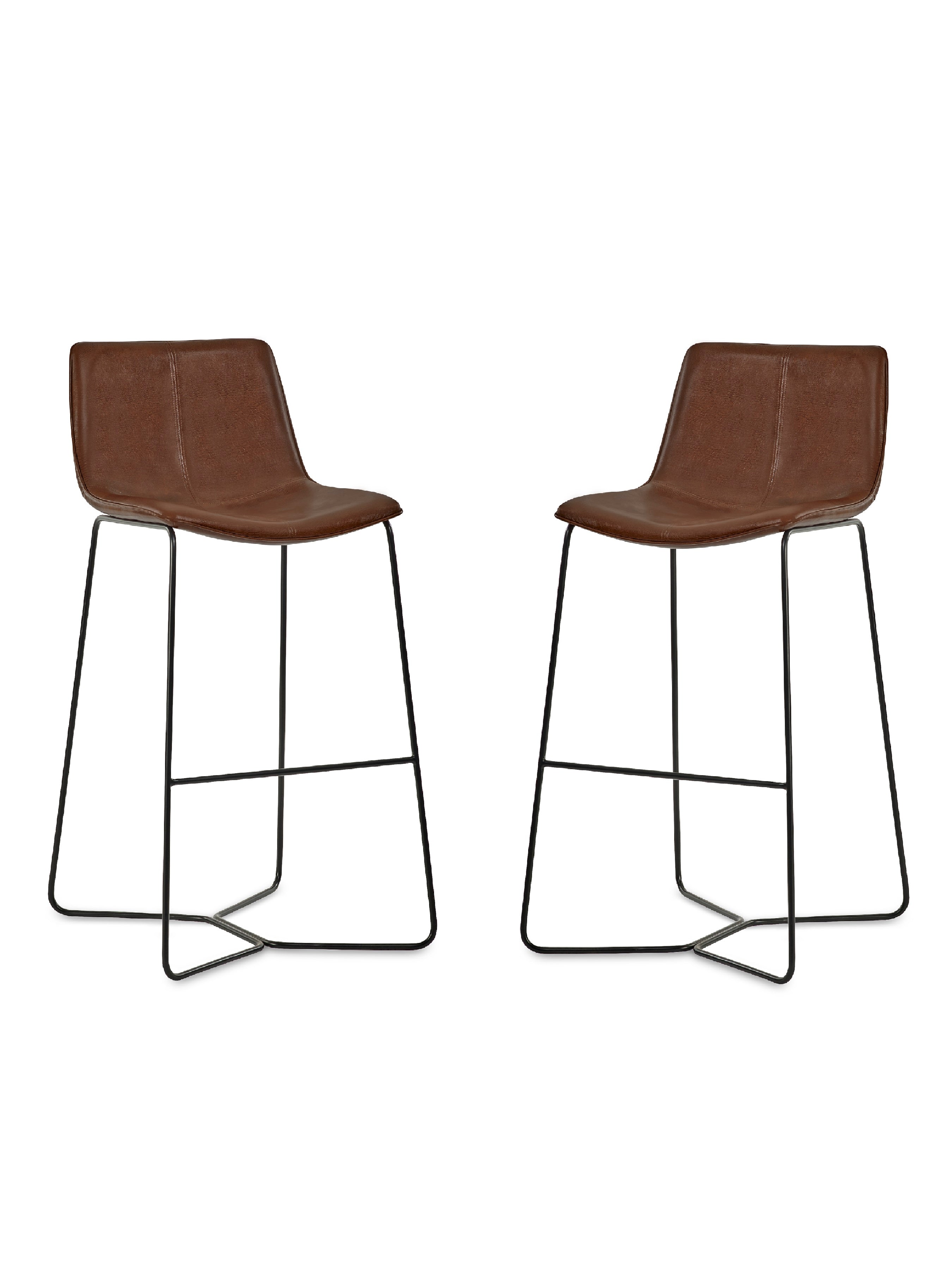 Joren Tan Brown PU Leather Bar Stools (Set of 2) – Julian Bowen
