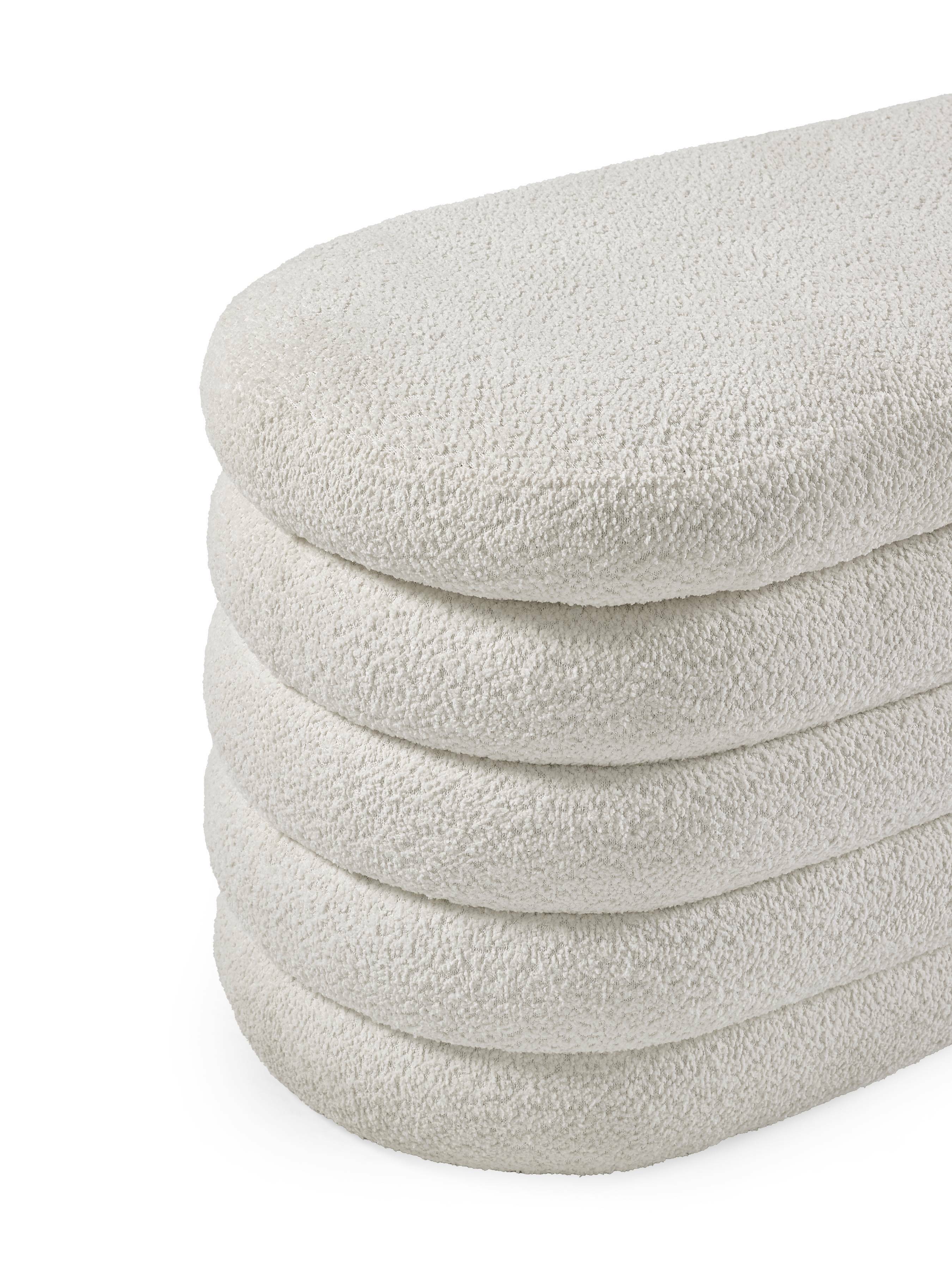 Hailey Ivory Boucle Upholstered Ottoman Storage Bench – Julian Bowen, view 9