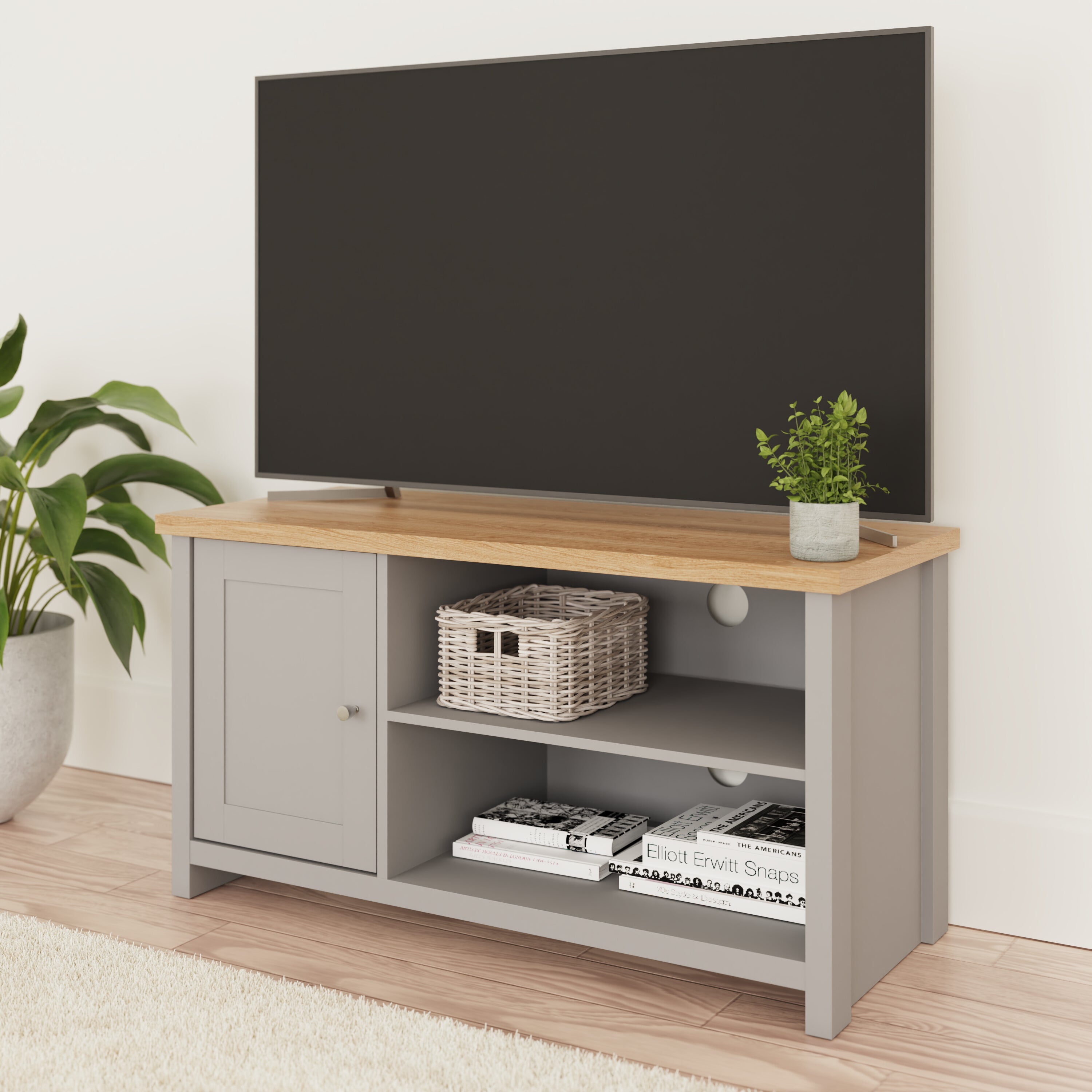 Lancaster Small TV Cabinet Grey – GFW, view 2