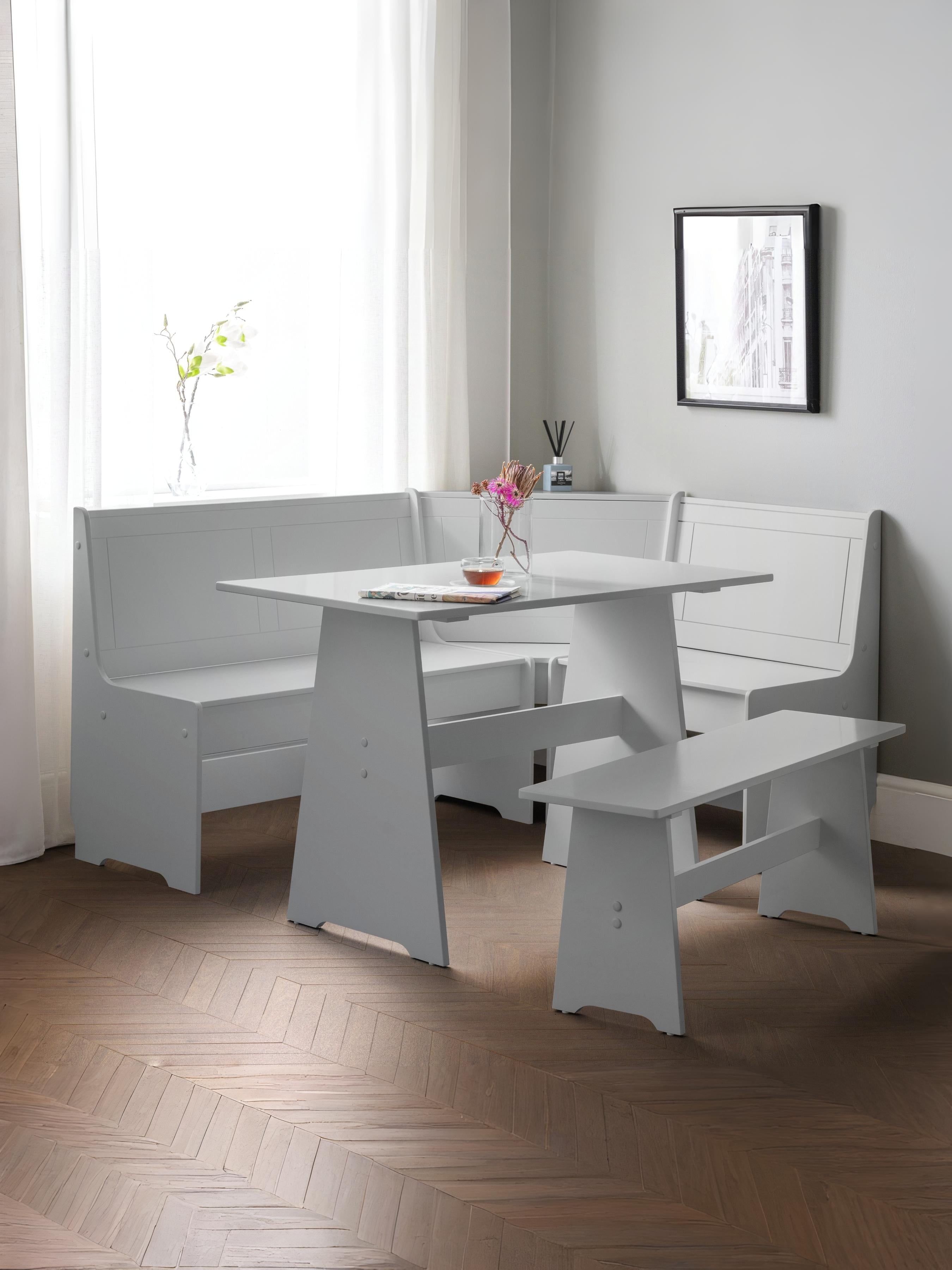 Newport Corner Dining Set With Storage Bench - Dove Grey – Julian Bowen, view 2
