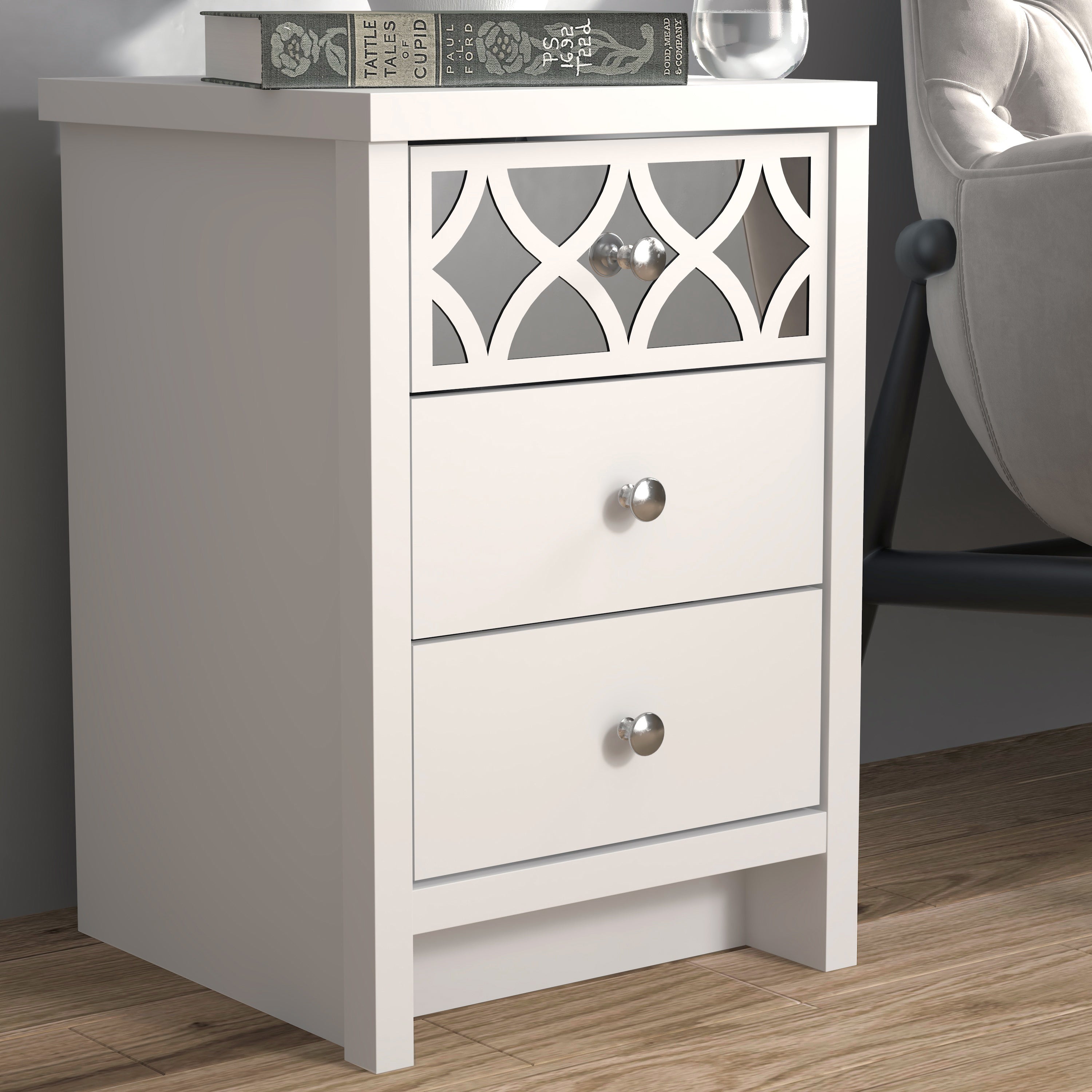 Arianna 3 Drawer Bedside Table – White