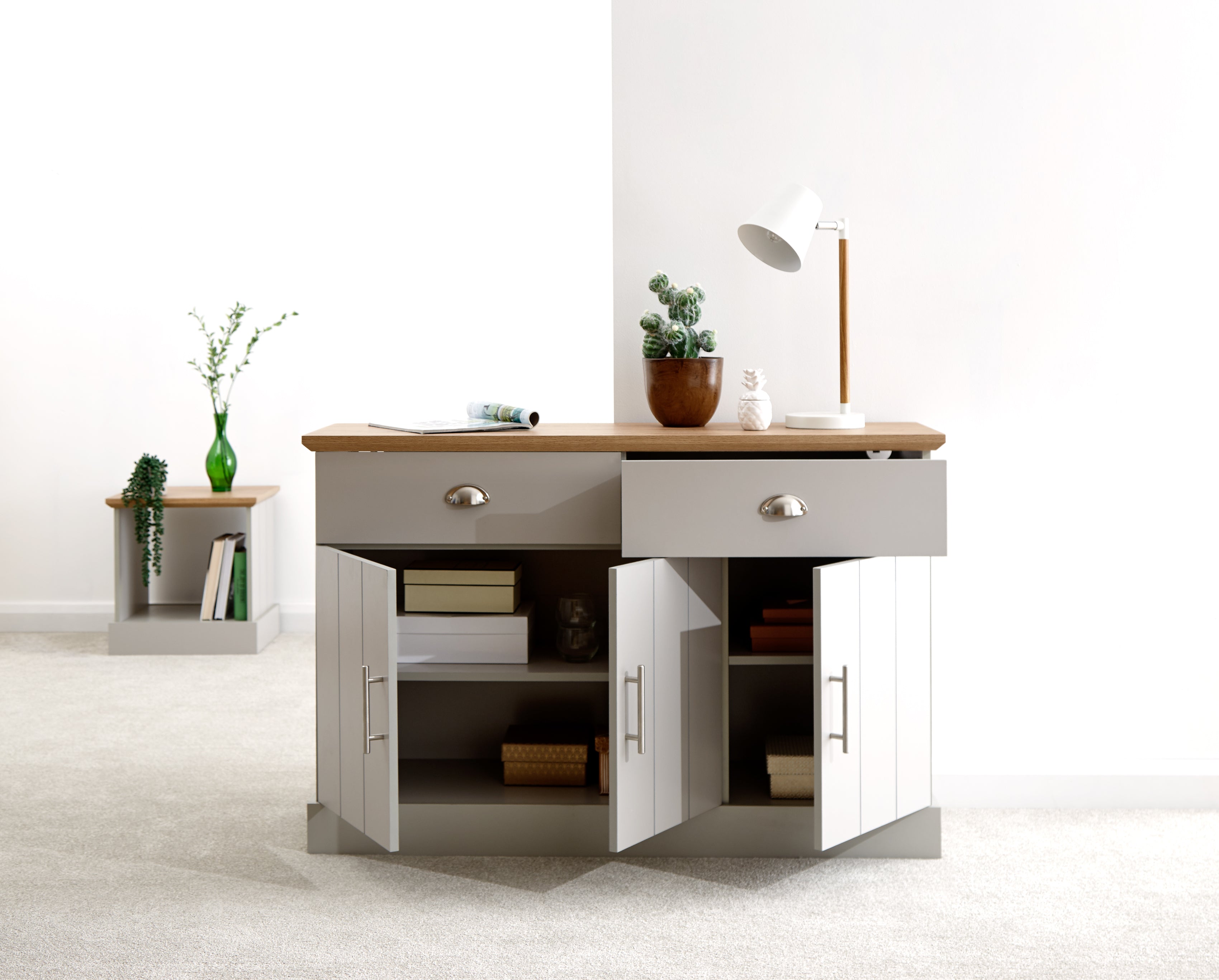 Kendal Large Sideboard – Grey & Oak