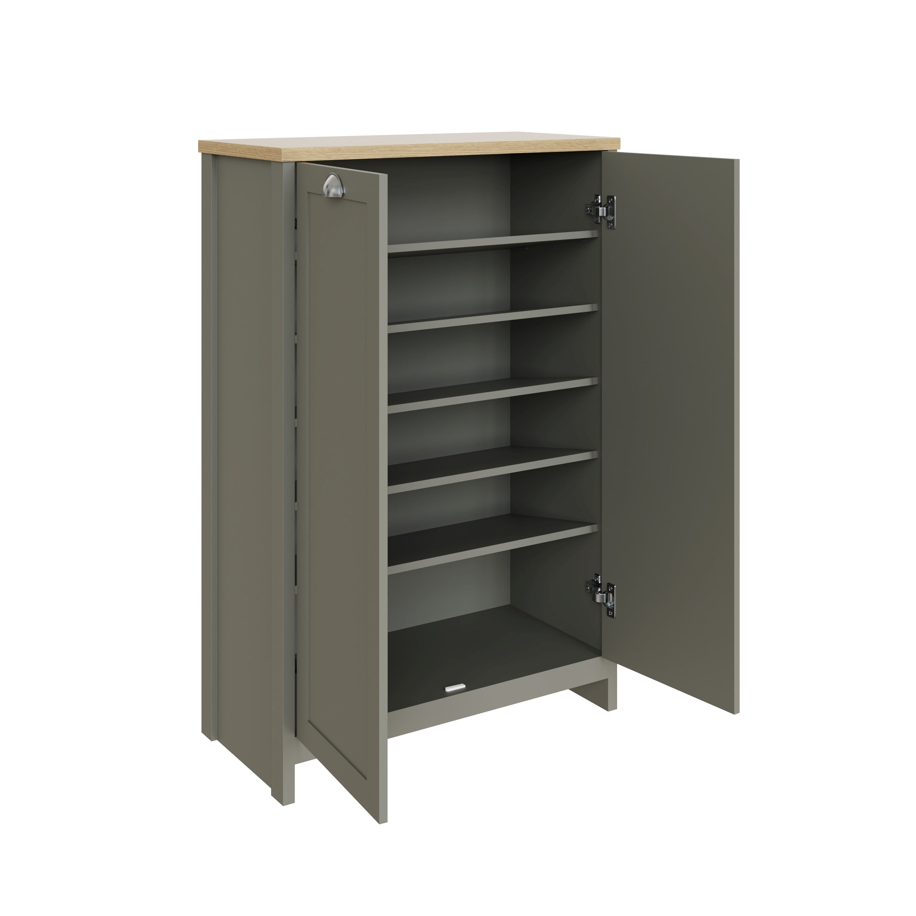 Lancaster 2 Door Shoe Cabinet Grey – GFW, view 4