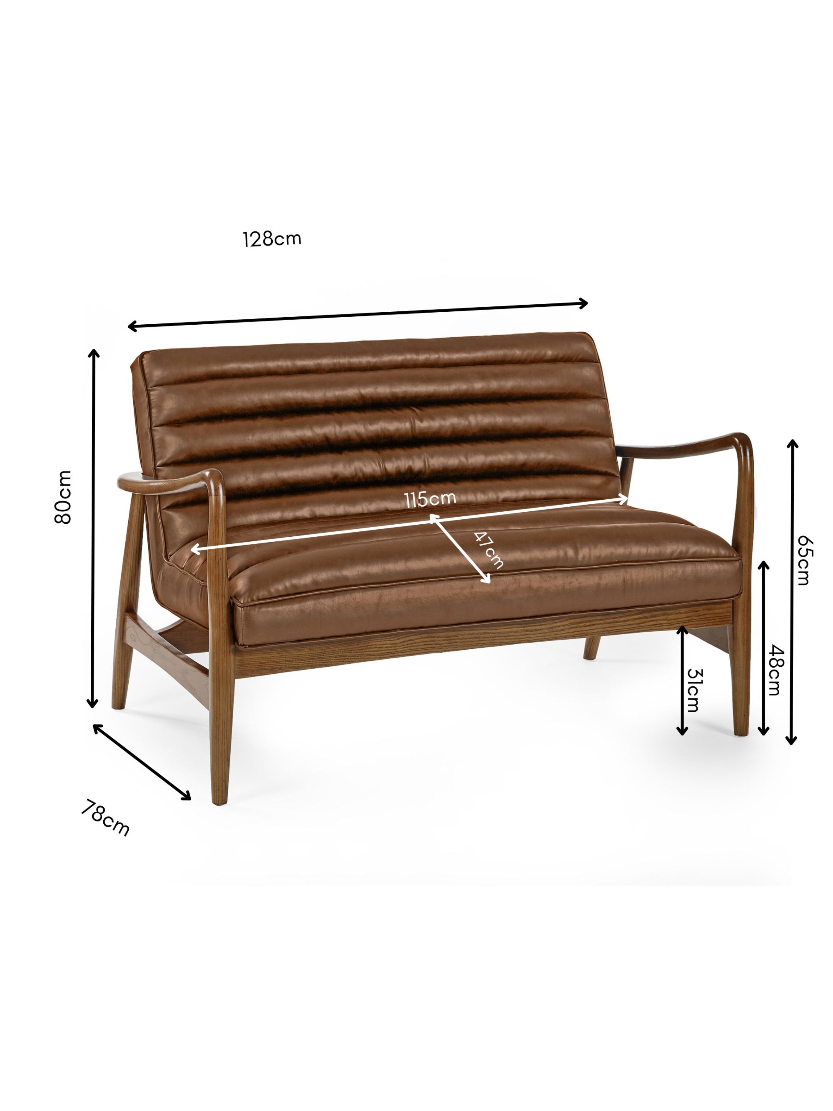 Marshall 2 Seater Sofa - Brown Faux Leather – Julian Bowen, view 11