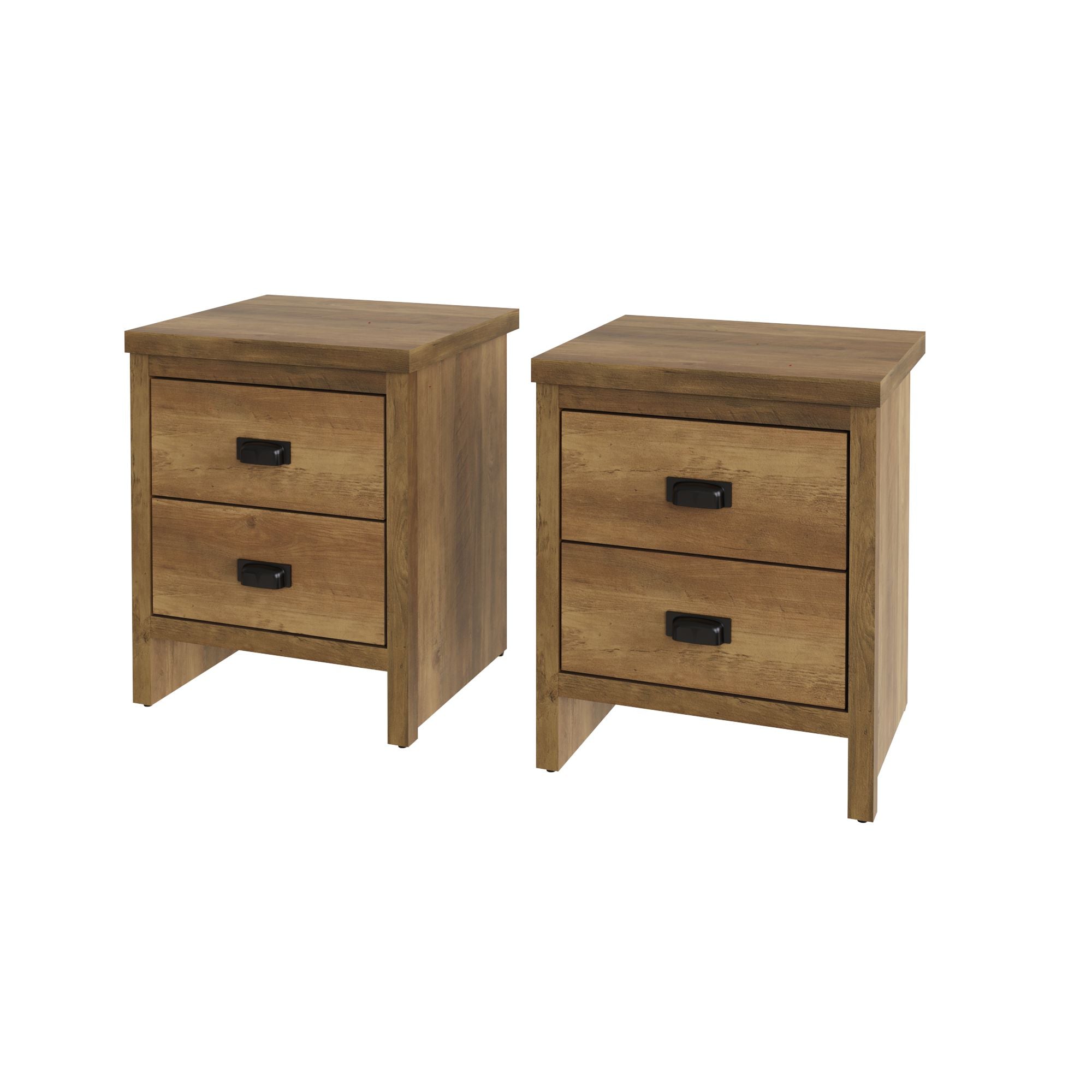 Boston 2 Drawer Bedside Tables Knotty Oak (Pack of Two) – GFW