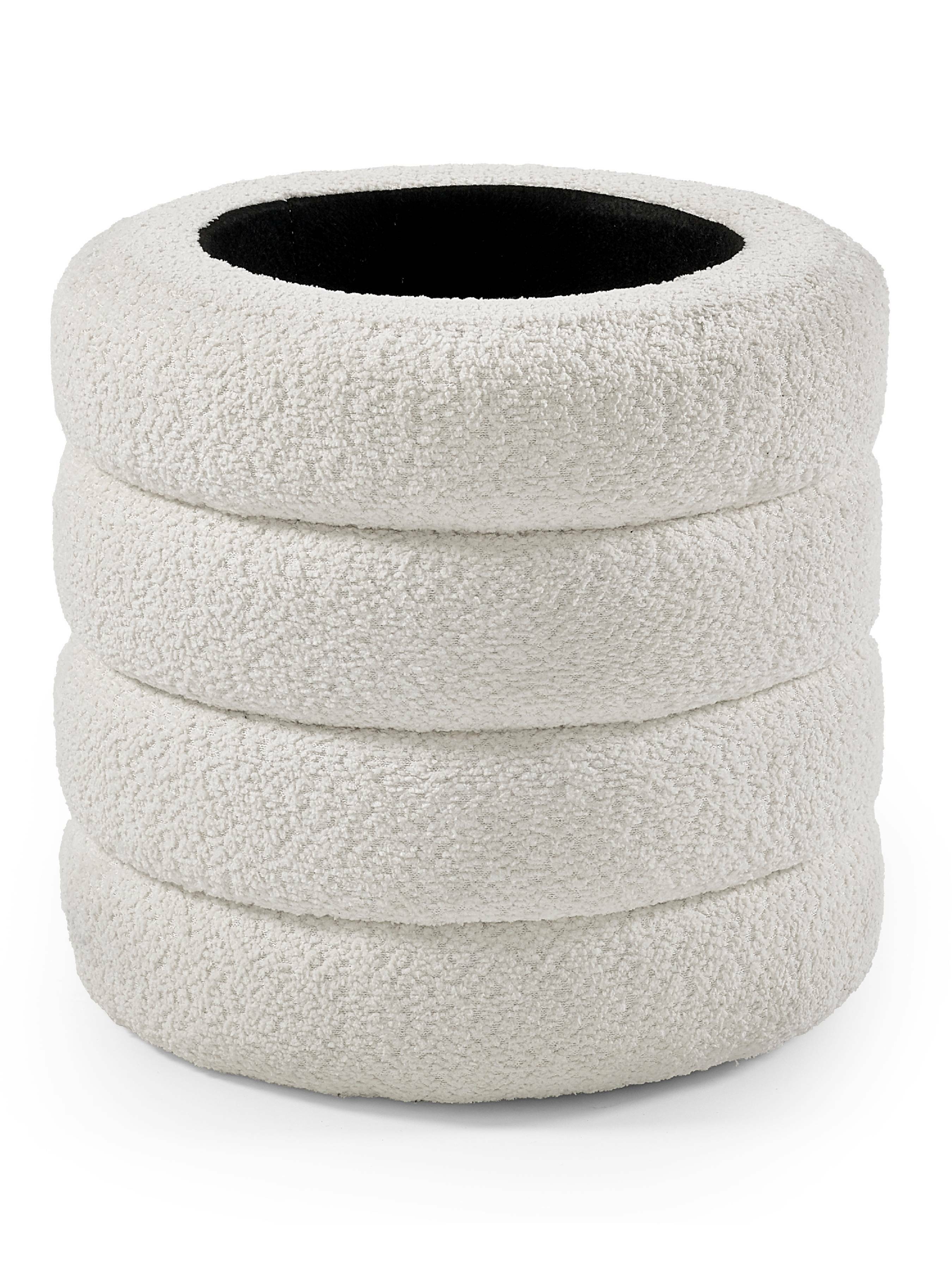 Hailey Ivory Boucle Upholstered 40cm Storage Stool – Julian Bowen, view 3