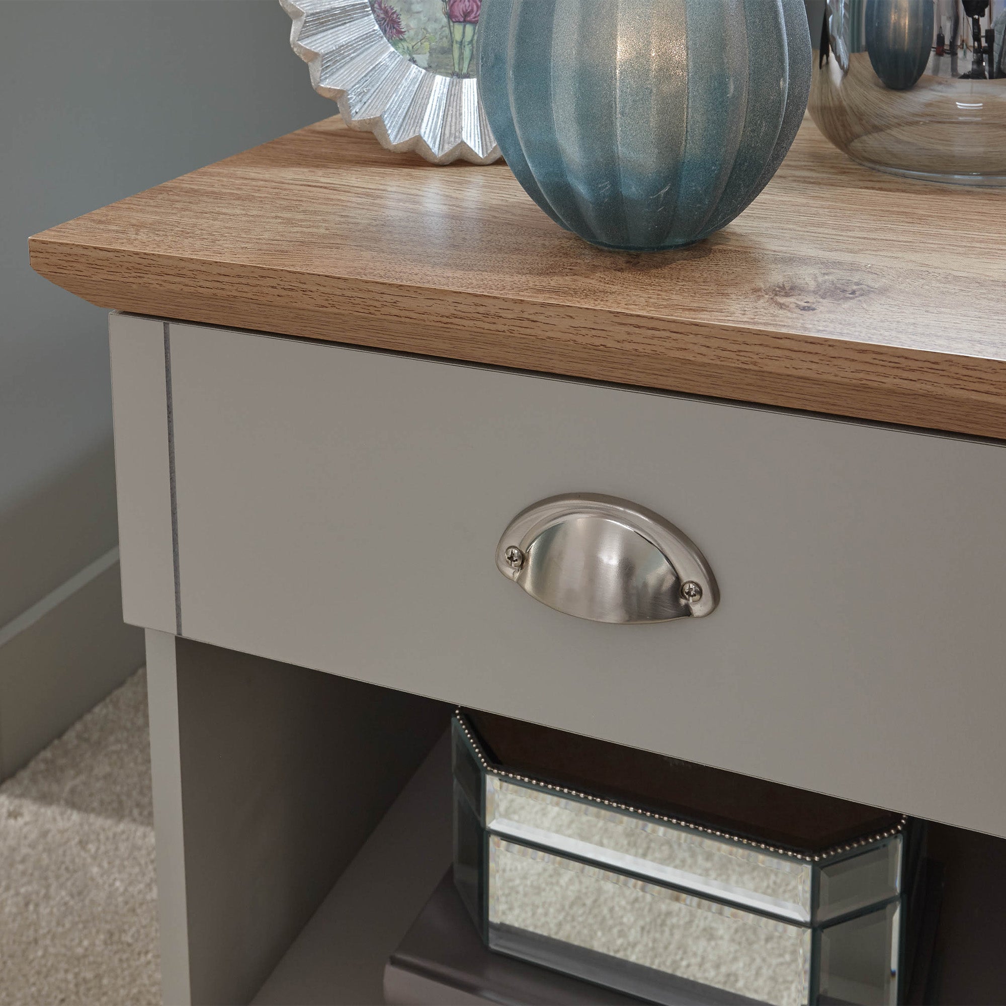 Kendal 1 Drawer Bedside Grey – GFW, view 3